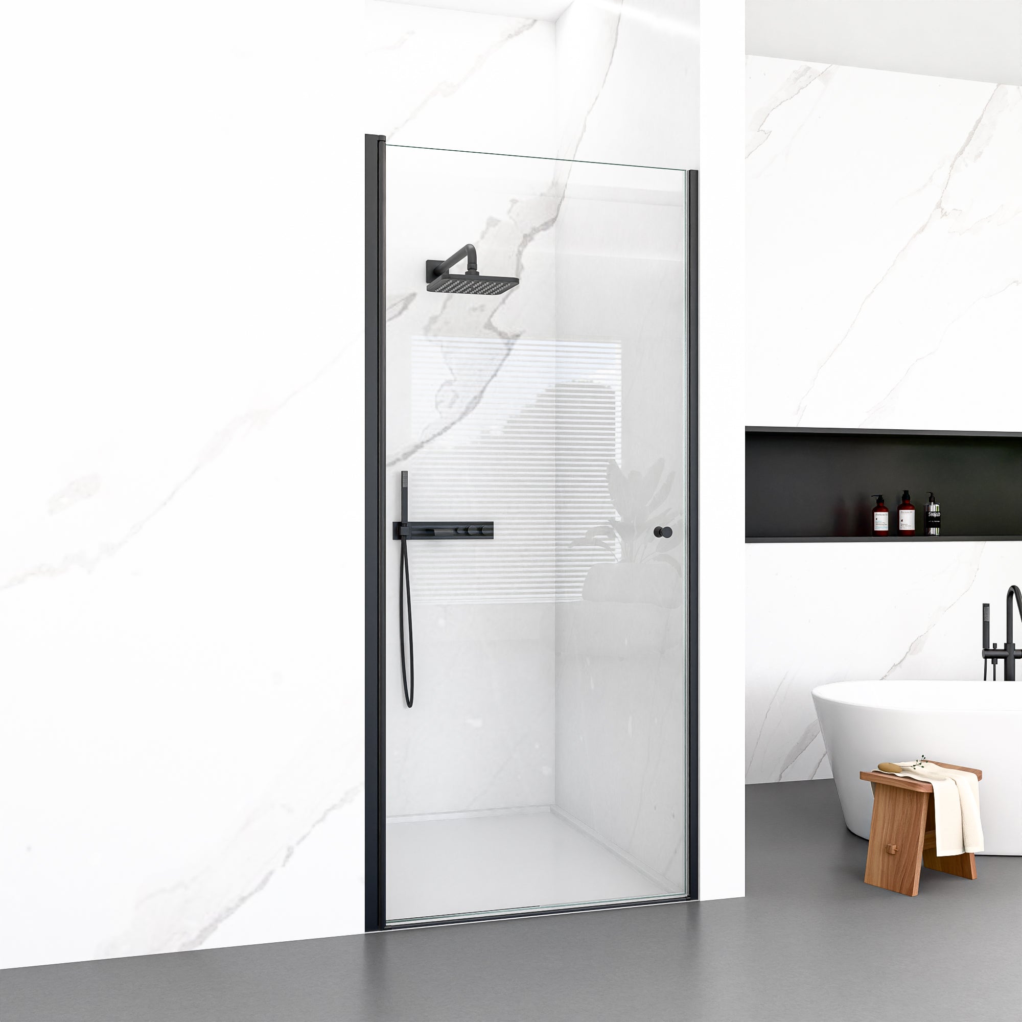 32"W x 72"H Frameless Circular Pivot Shower Door With 1/4" (6mm) Thick SGCC Tempered Glass