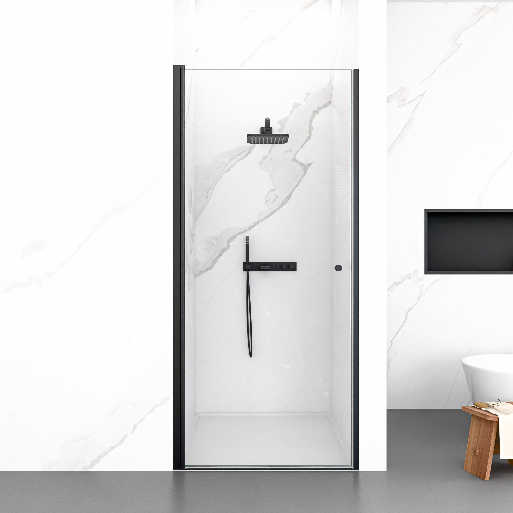 32"W x 72"H Frameless Circular Pivot Shower Door With 1/4" (6mm) Thick SGCC Tempered Glass