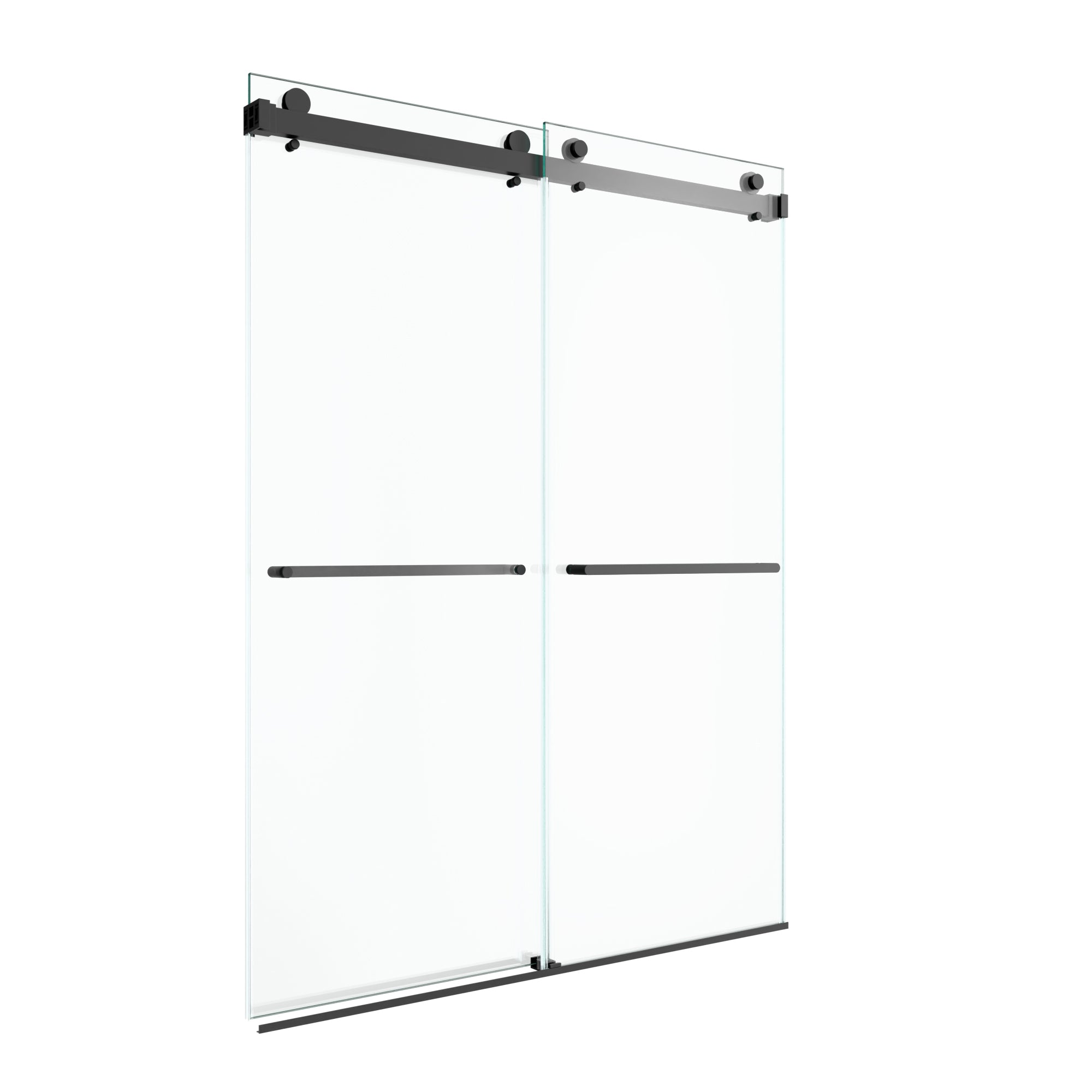56"-60"W x 80"H Frameless Double Sliding Shower Door, 3/8 inches (10mm) Thick SGCC Tempered Glass Door, Chrome