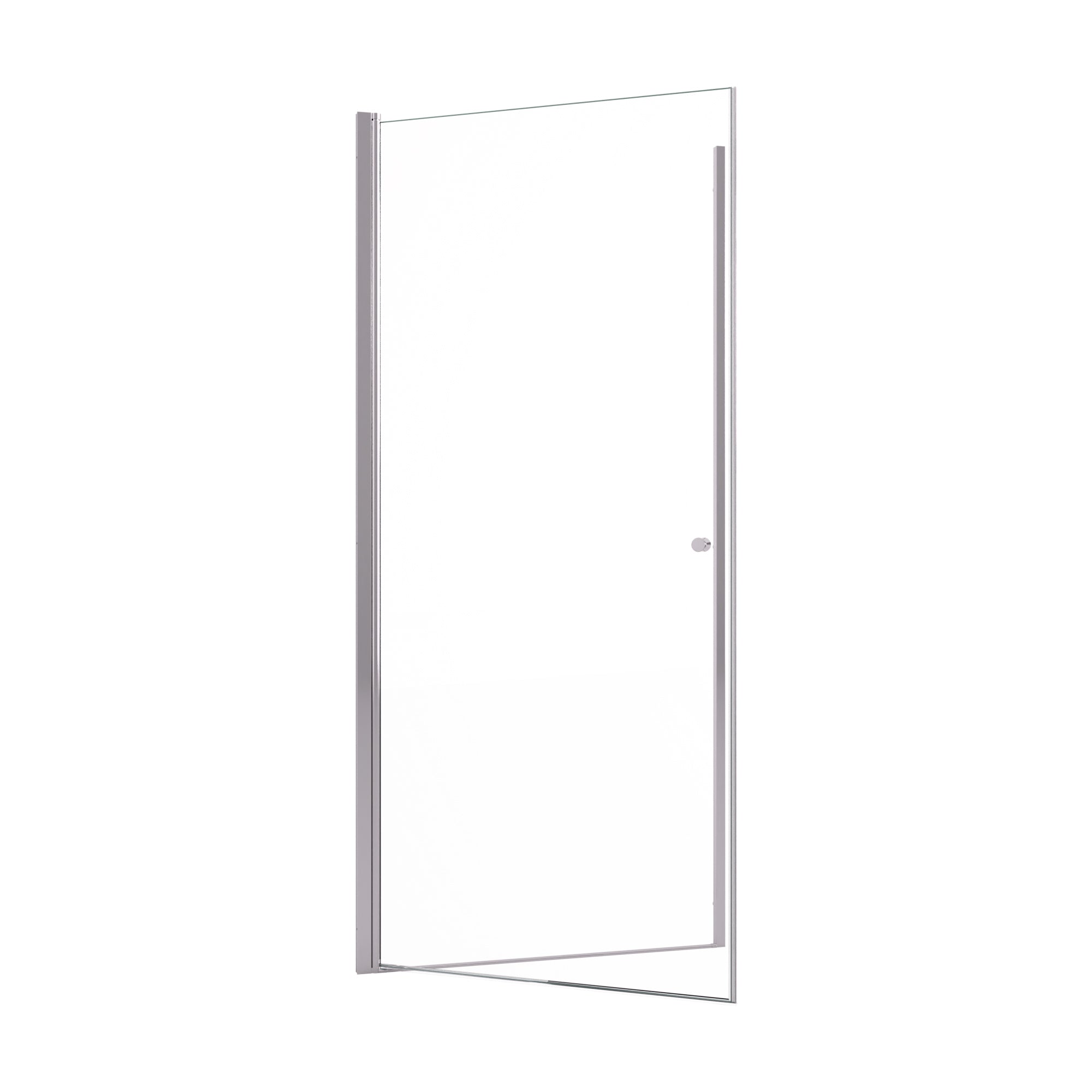 24" W x 72" H Semi-Frameless Circular Pivot Shower Door in Matte Black With 1/4" (6mm) Thick SGCC Tempered Glass