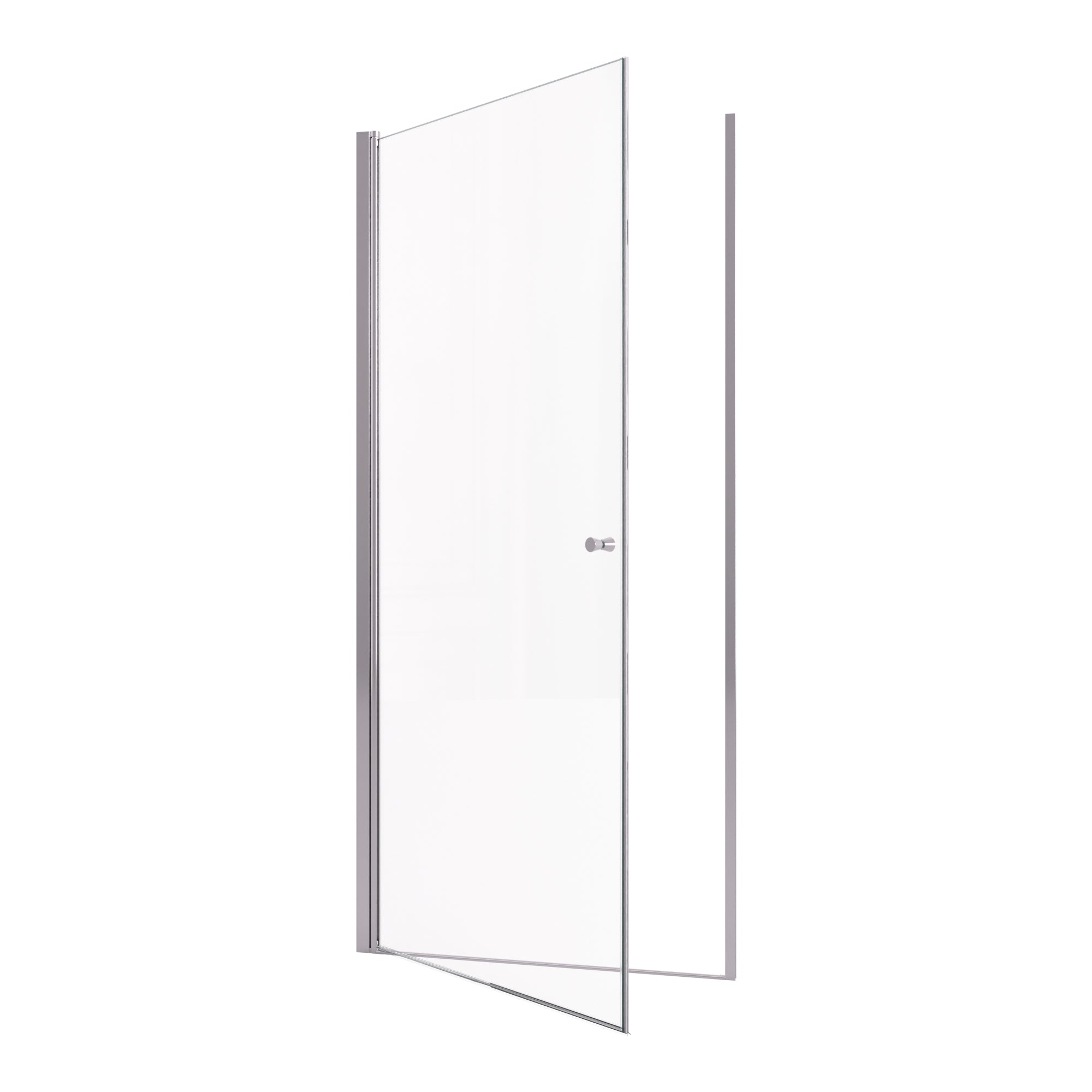24" W x 72" H Semi-Frameless Circular Pivot Shower Door in Matte Black With 1/4" (6mm) Thick SGCC Tempered Glass