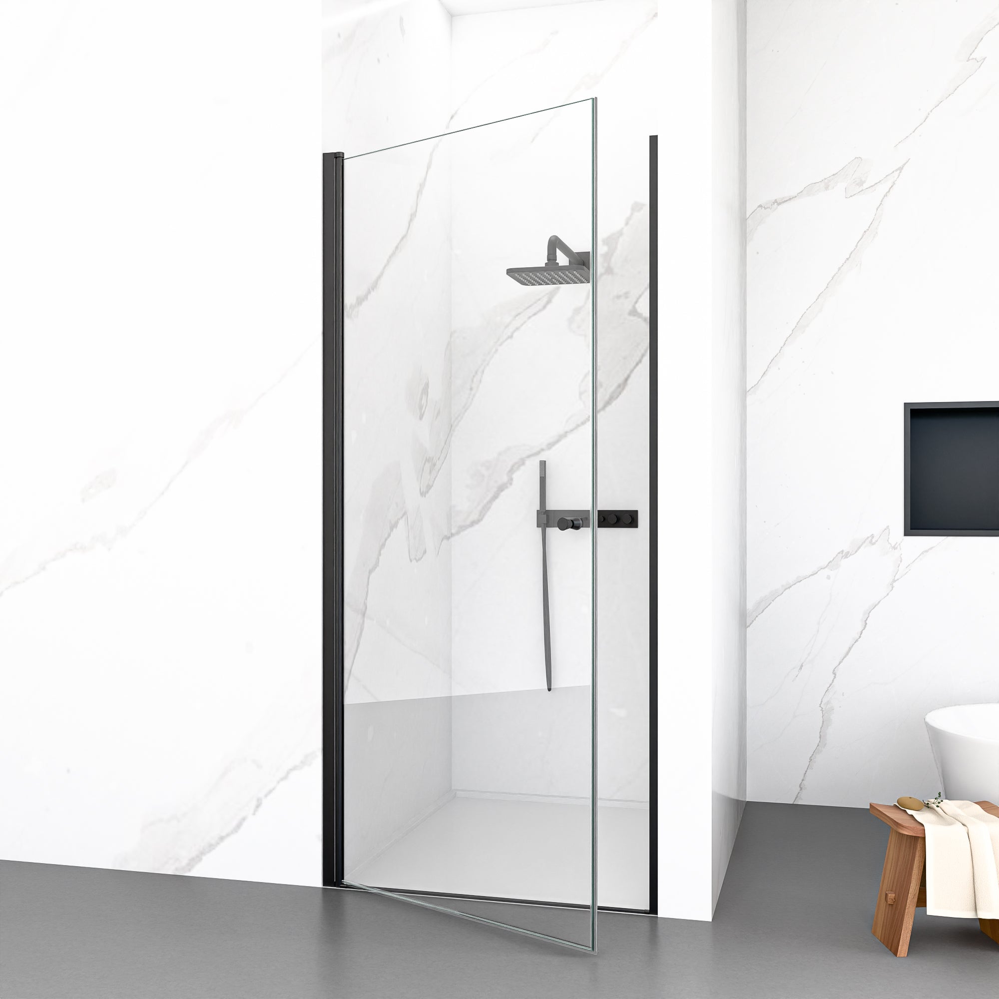 32"W x 72"H Frameless Circular Pivot Shower Door With 1/4" (6mm) Thick SGCC Tempered Glass