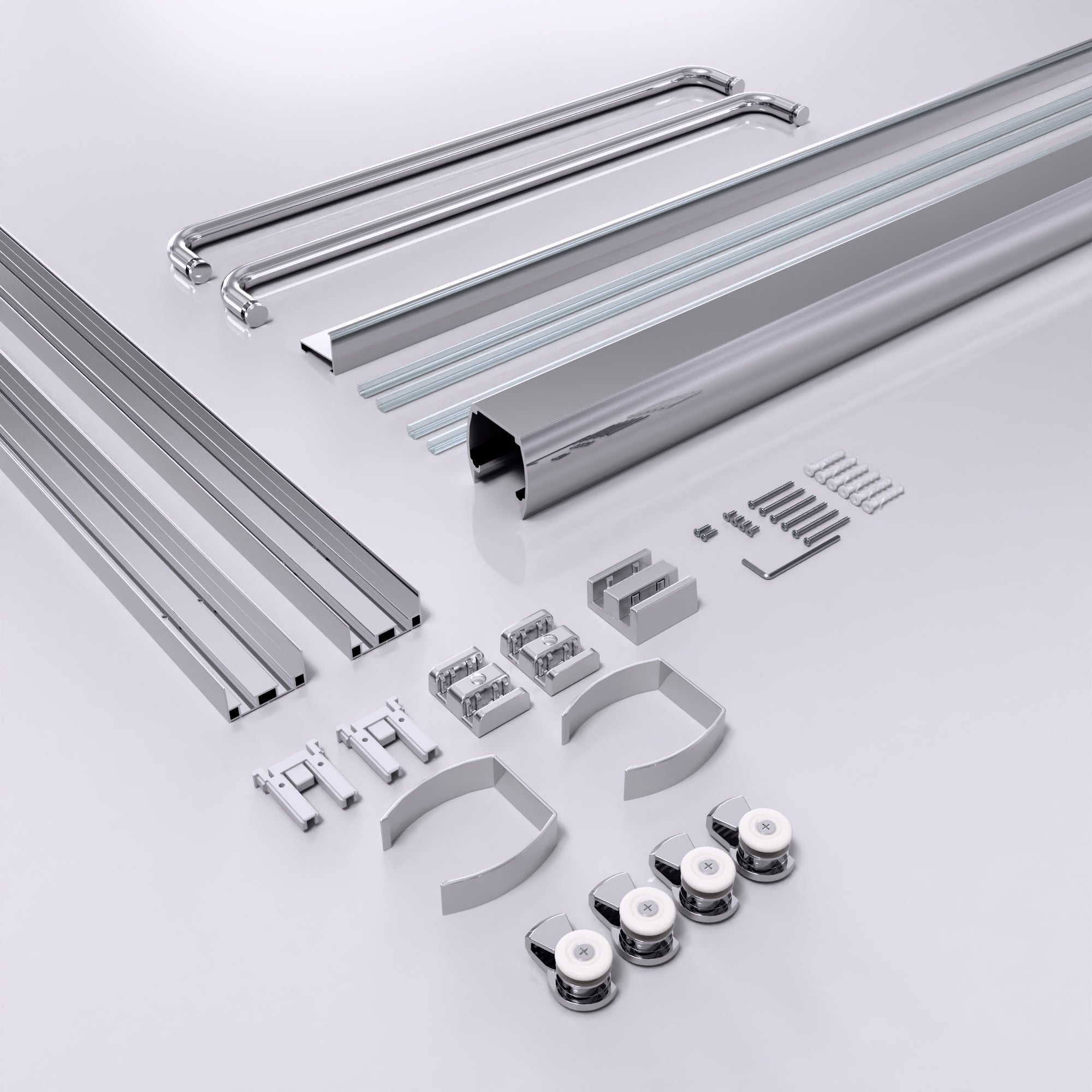56"-60"W*72" H Semi-Frameless Double Sliding Shower Door, Bypass Shower Door, 1/4" (6mm) Thick SGCC Tempered Glass Door