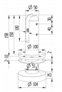 Adjustable round deck mounted glass railing spigot