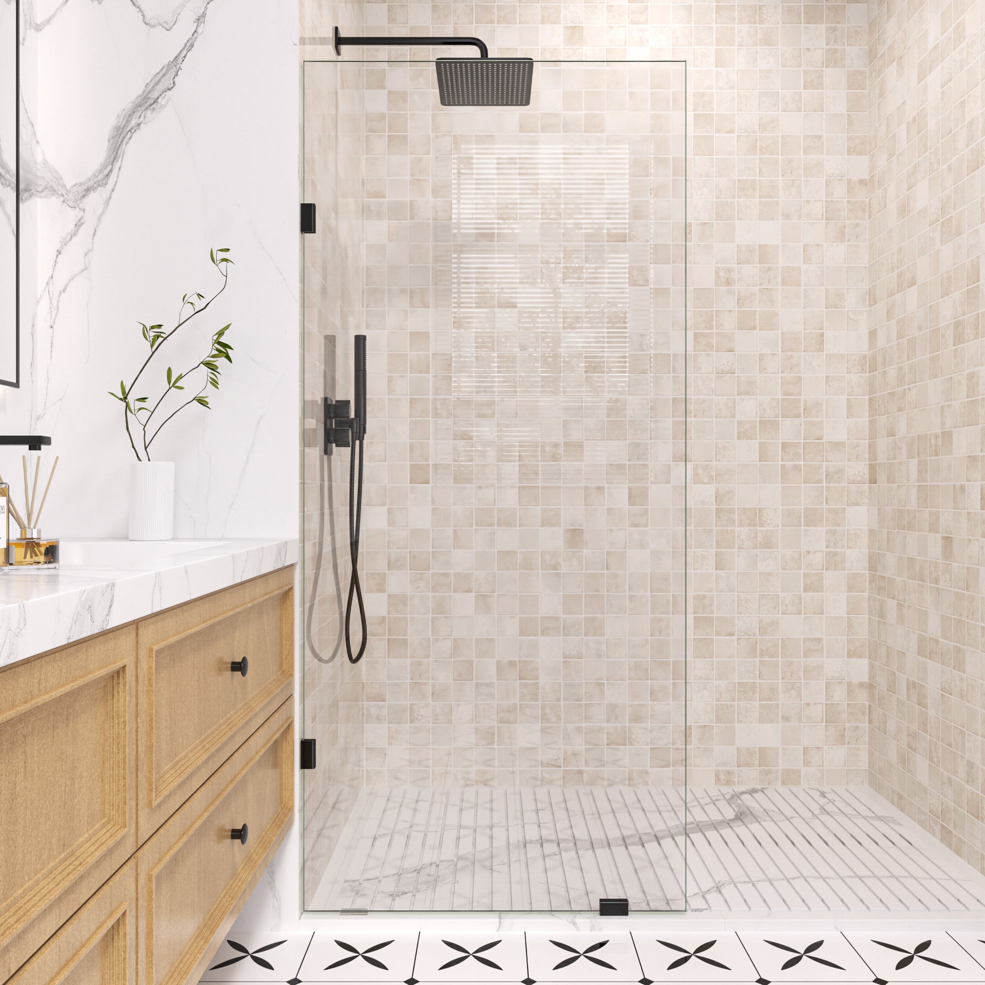 30"W *78"H Easyclean Fixed Shower Panel - Quickmount Shower Screen, 10mm(3/8'') Tempered Glass ARO-SFP-3078