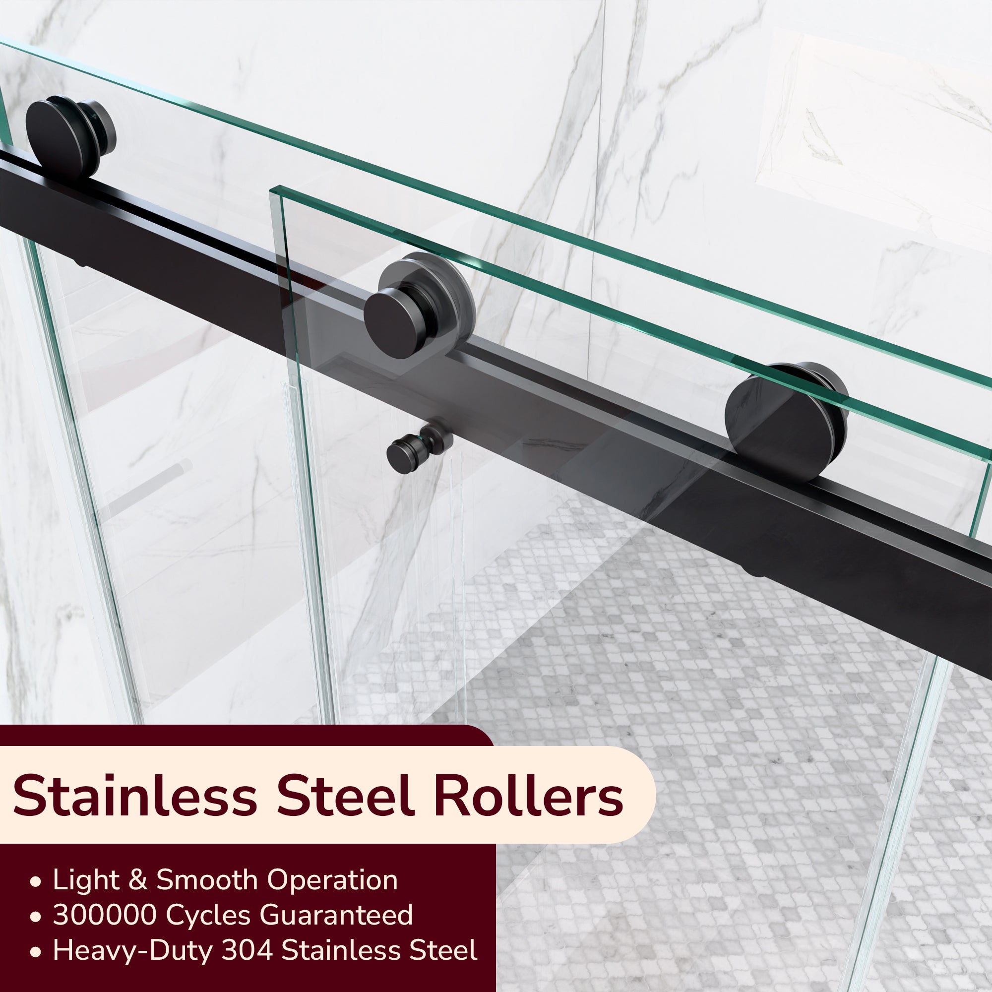 56"-60"W x 80"H Frameless Double Sliding Shower Door, 3/8 inches (10mm) Thick SGCC Tempered Glass Door, Chrome