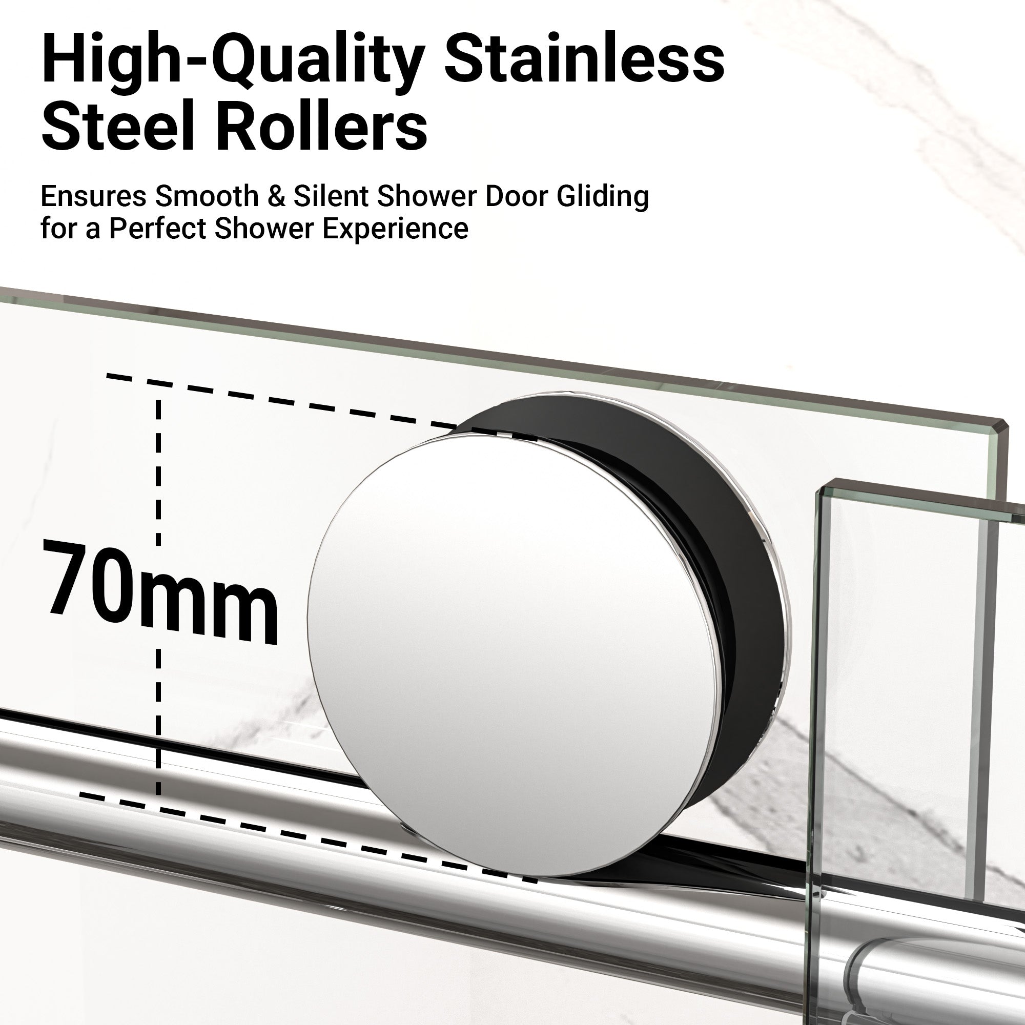 54 In. W X 74 In. H Single Sliding Frameless Shower Door In Chrome With Clear 5/16 In. Glass ARO-TT03-5474