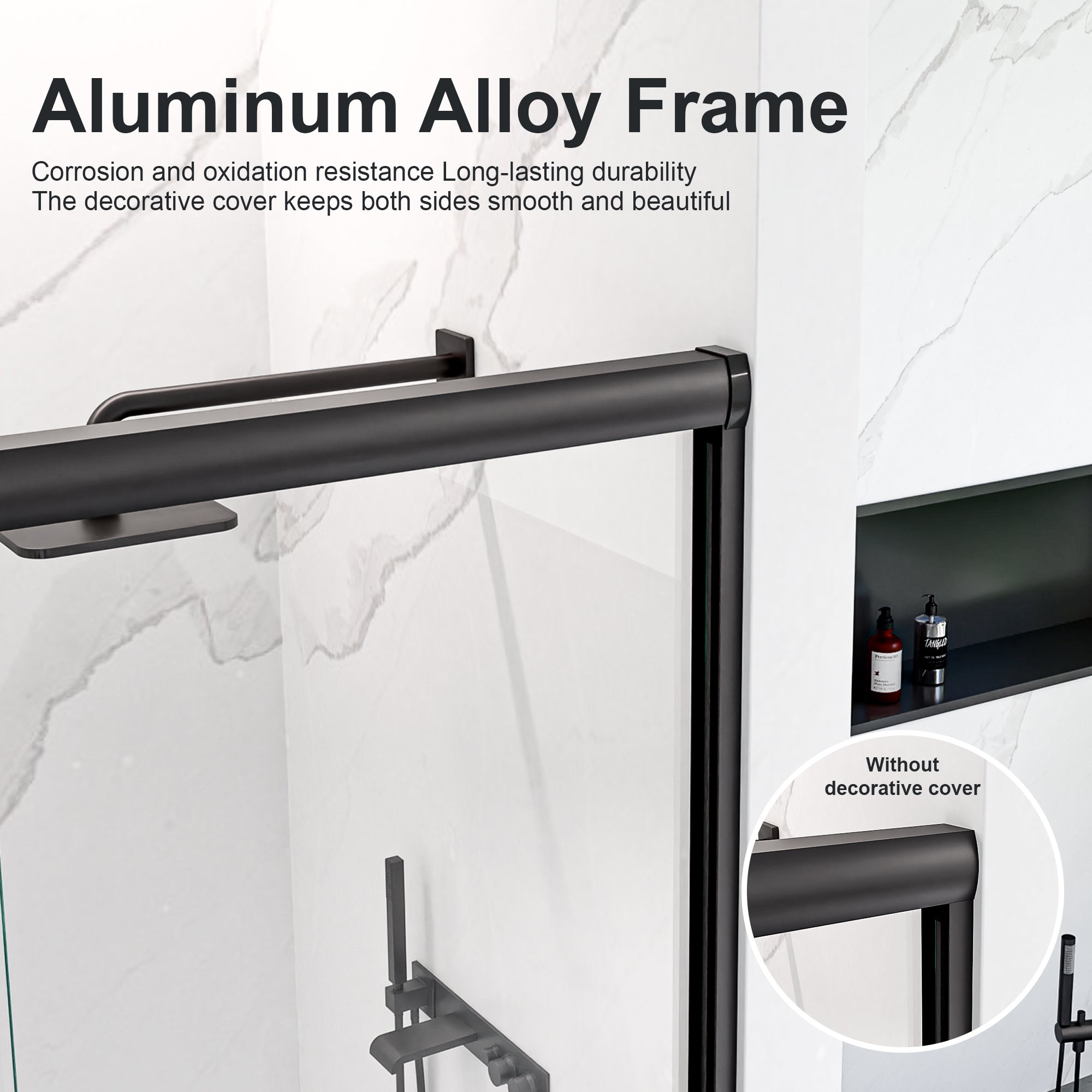 44"-48"W*72" H Semi-Frameless Double Sliding Shower Door, Bypass Shower Door, 1/4" (6mm) Thick SGCC Tempered Glass Door