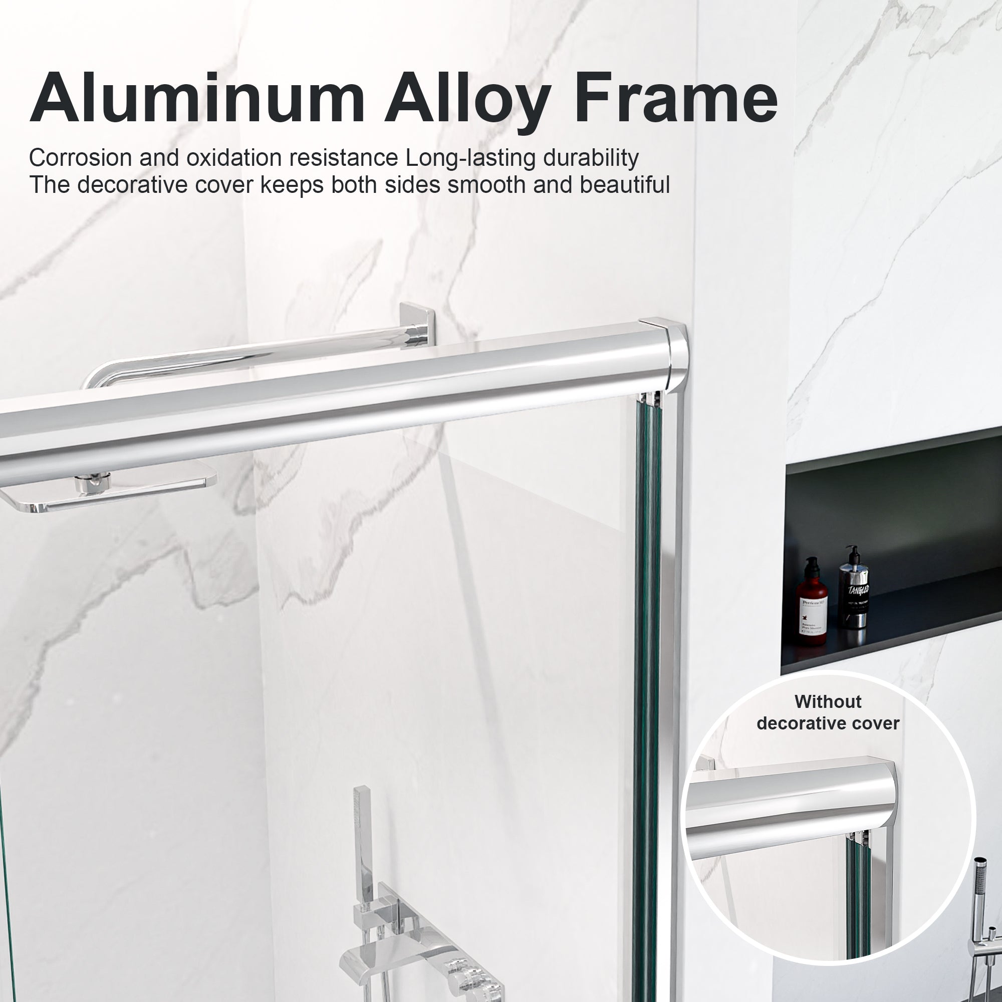 56"-60"W*72" H Semi-Frameless Double Sliding Shower Door, Bypass Shower Door, 1/4" (6mm) Thick SGCC Tempered Glass Door