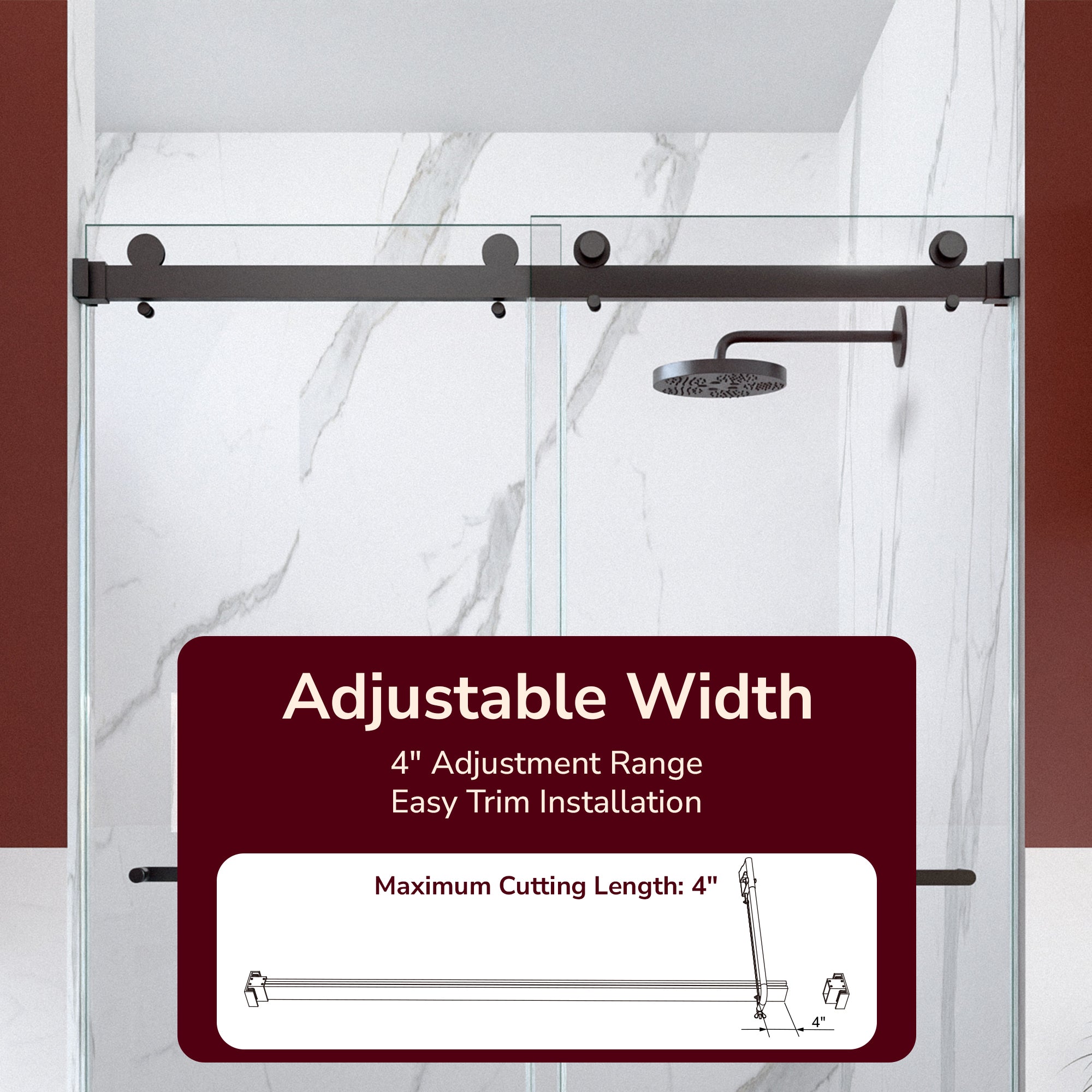 56"-60"W x 80"H Frameless Double Sliding Shower Door, 3/8 inches (10mm) Thick SGCC Tempered Glass Door, Chrome
