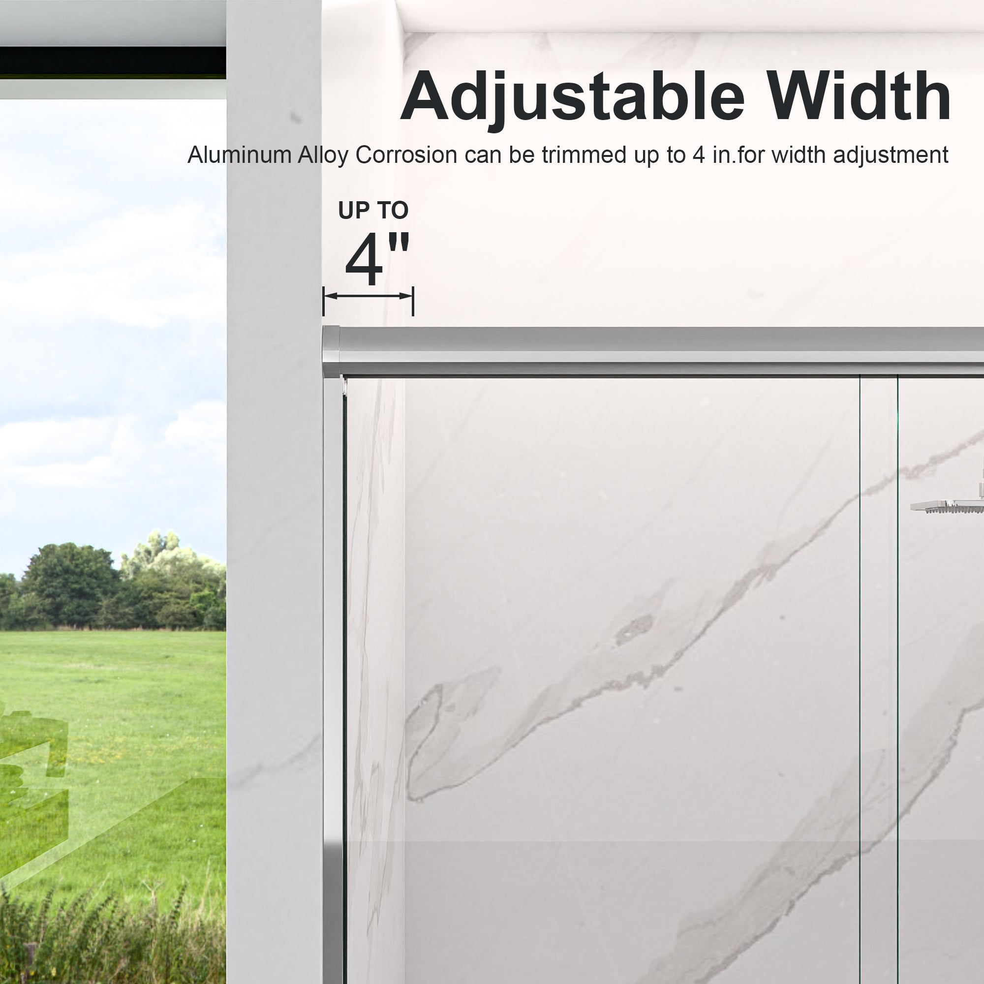 56"-60"W*72" H Semi-Frameless Double Sliding Shower Door, Bypass Shower Door, 1/4" (6mm) Thick SGCC Tempered Glass Door