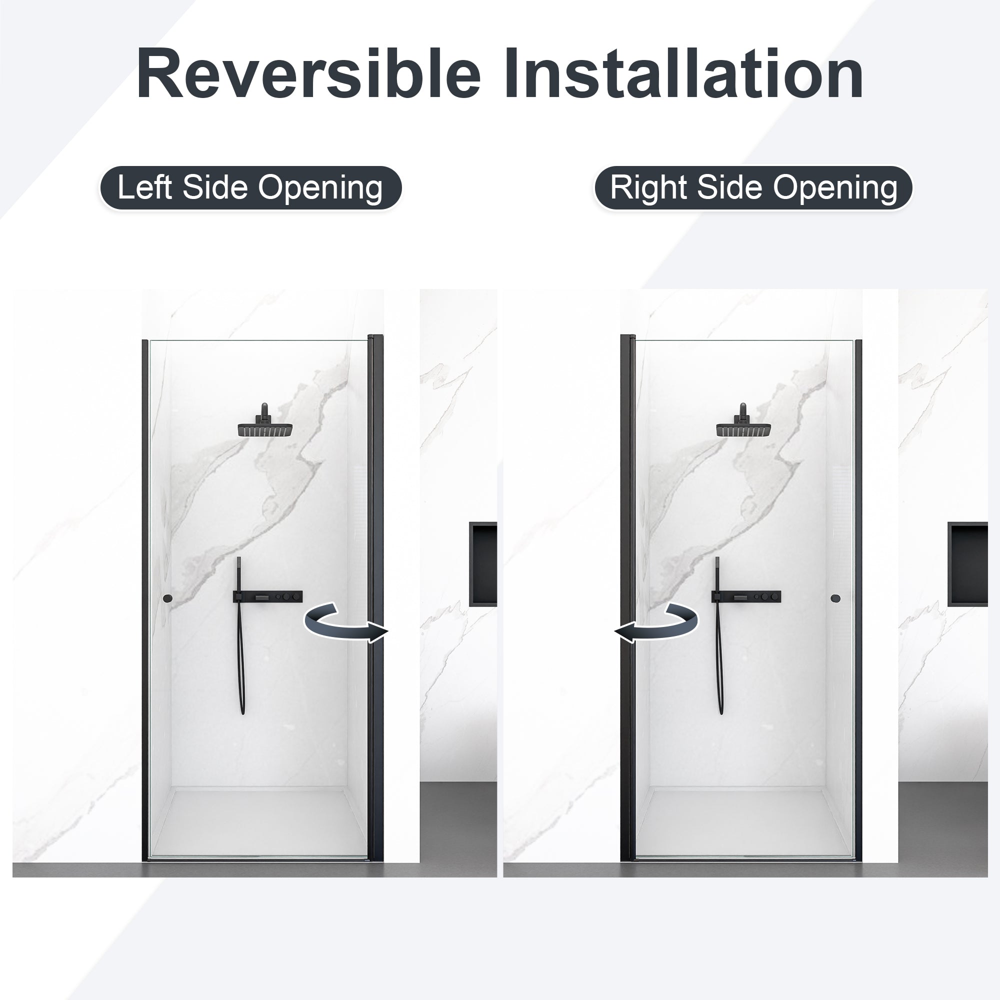 32"W x 72"H Frameless Circular Pivot Shower Door With 1/4" (6mm) Thick SGCC Tempered Glass
