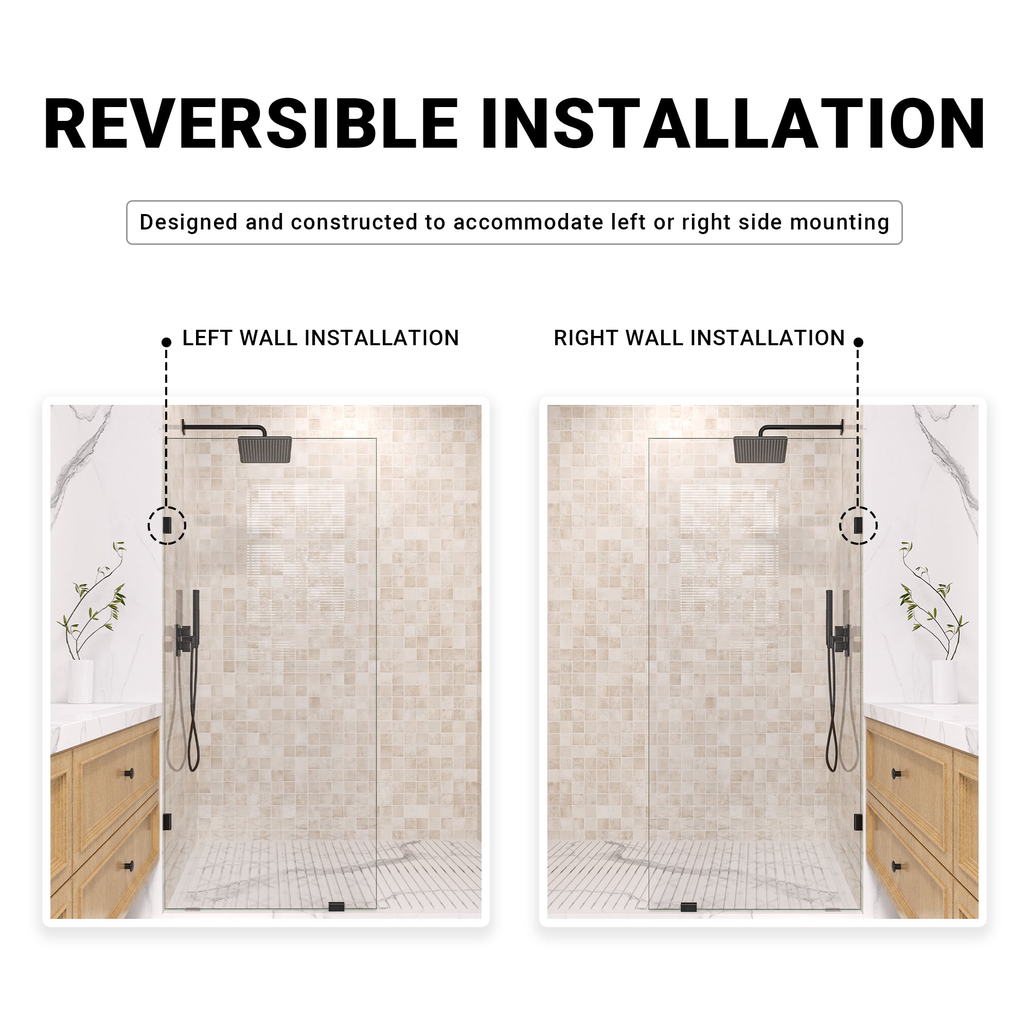 30"W *78"H Easyclean Fixed Shower Panel - Quickmount Shower Screen, 10mm(3/8'') Tempered Glass ARO-SFP-3078