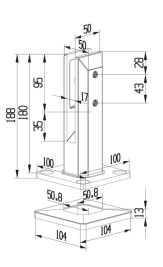 Internal angled staircase glass railing spigot
