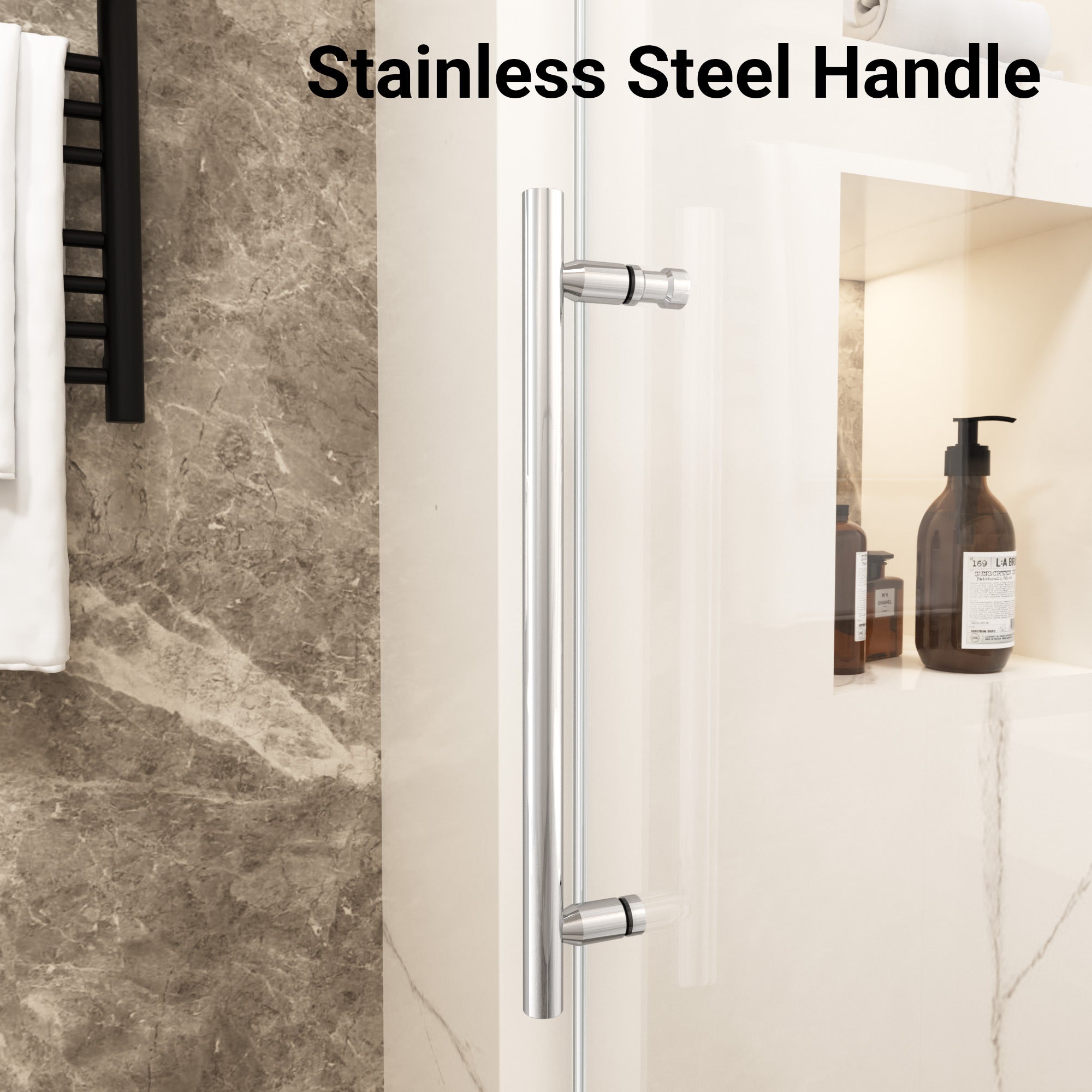 54 In. W X 74 In. H Single Sliding Frameless Shower Door In Chrome With Clear 5/16 In. Glass ARO-TT03-5474