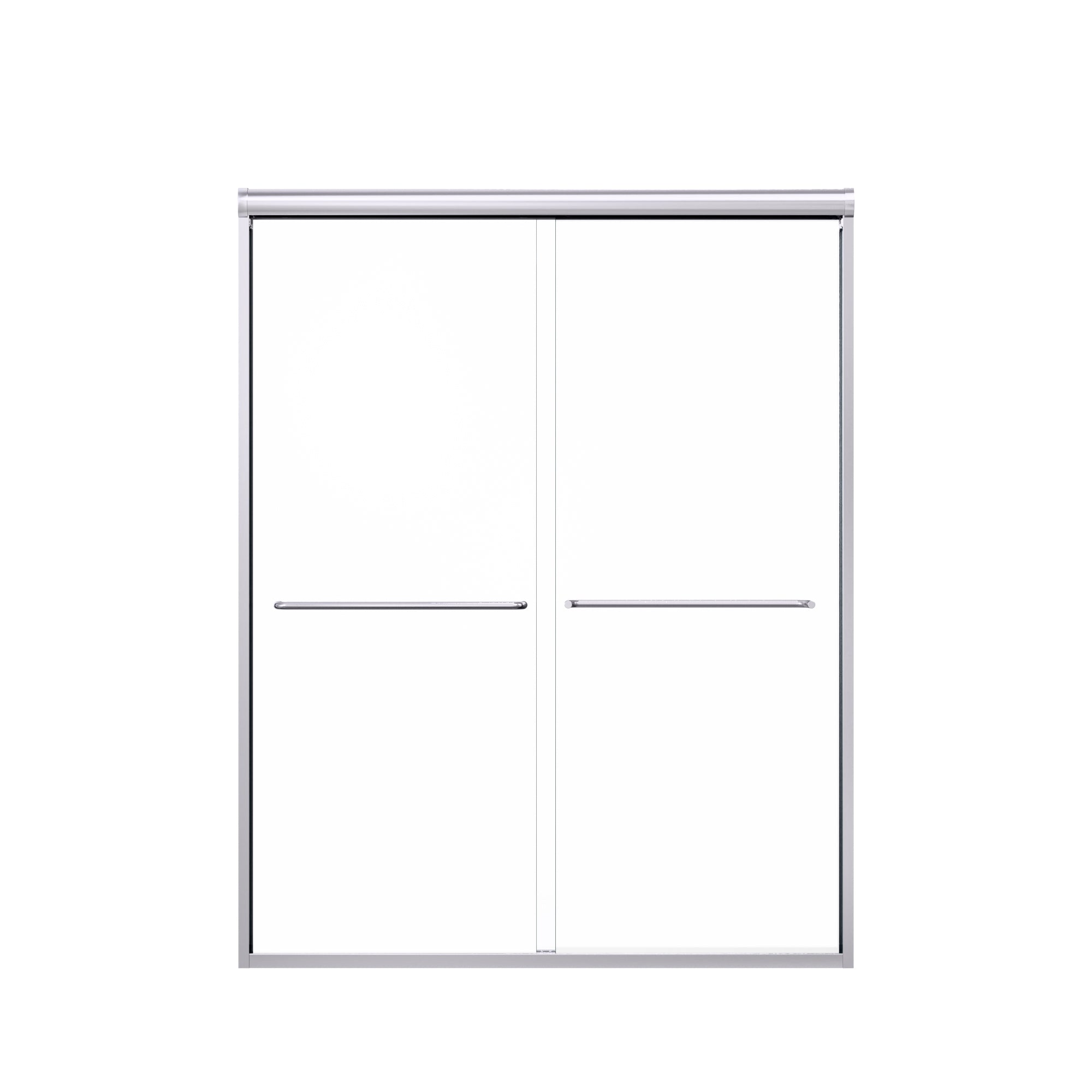 56"-60"W*72" H Semi-Frameless Double Sliding Shower Door, Bypass Shower Door, 1/4" (6mm) Thick SGCC Tempered Glass Door