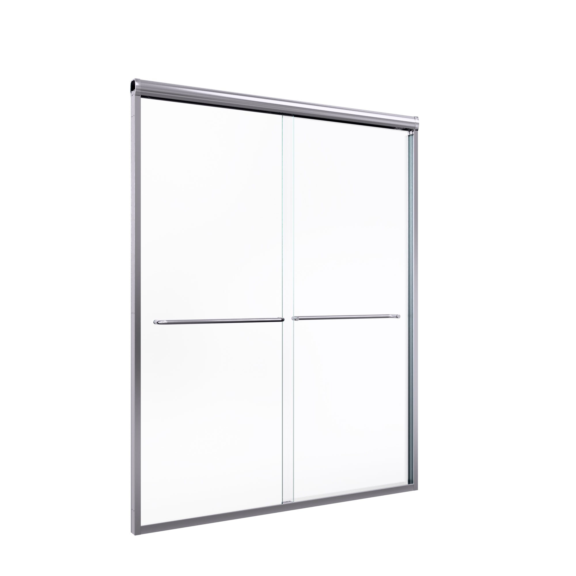 56"-60"W*72" H Semi-Frameless Double Sliding Shower Door, Bypass Shower Door, 1/4" (6mm) Thick SGCC Tempered Glass Door