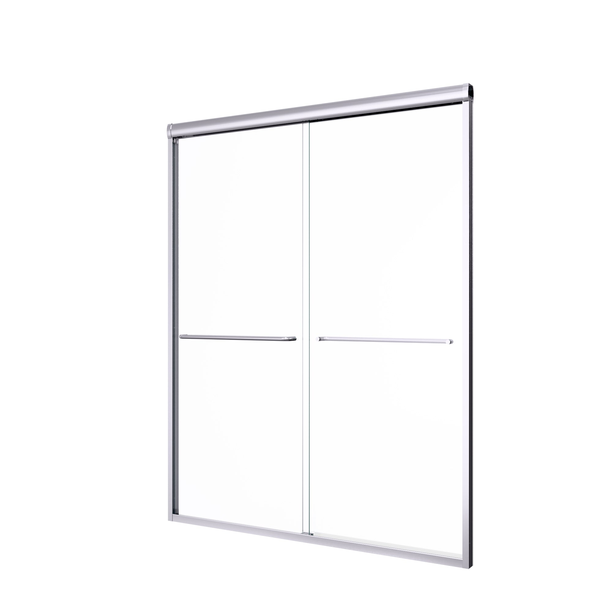 56"-60"W*72" H Semi-Frameless Double Sliding Shower Door, Bypass Shower Door, 1/4" (6mm) Thick SGCC Tempered Glass Door