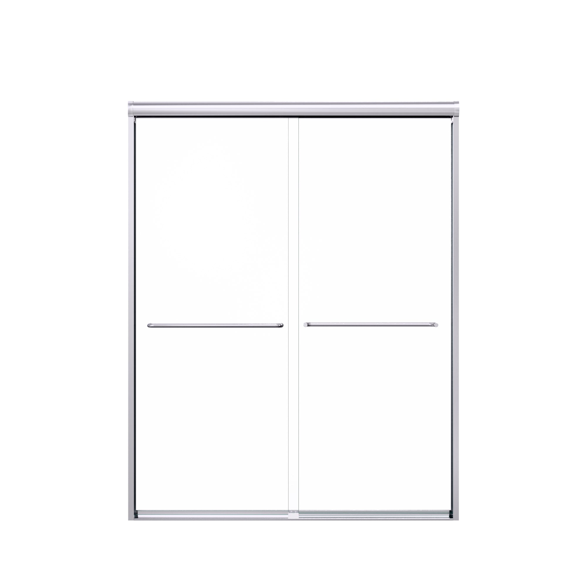 56"-60"W*72" H Semi-Frameless Double Sliding Shower Door, Bypass Shower Door, 1/4" (6mm) Thick SGCC Tempered Glass Door