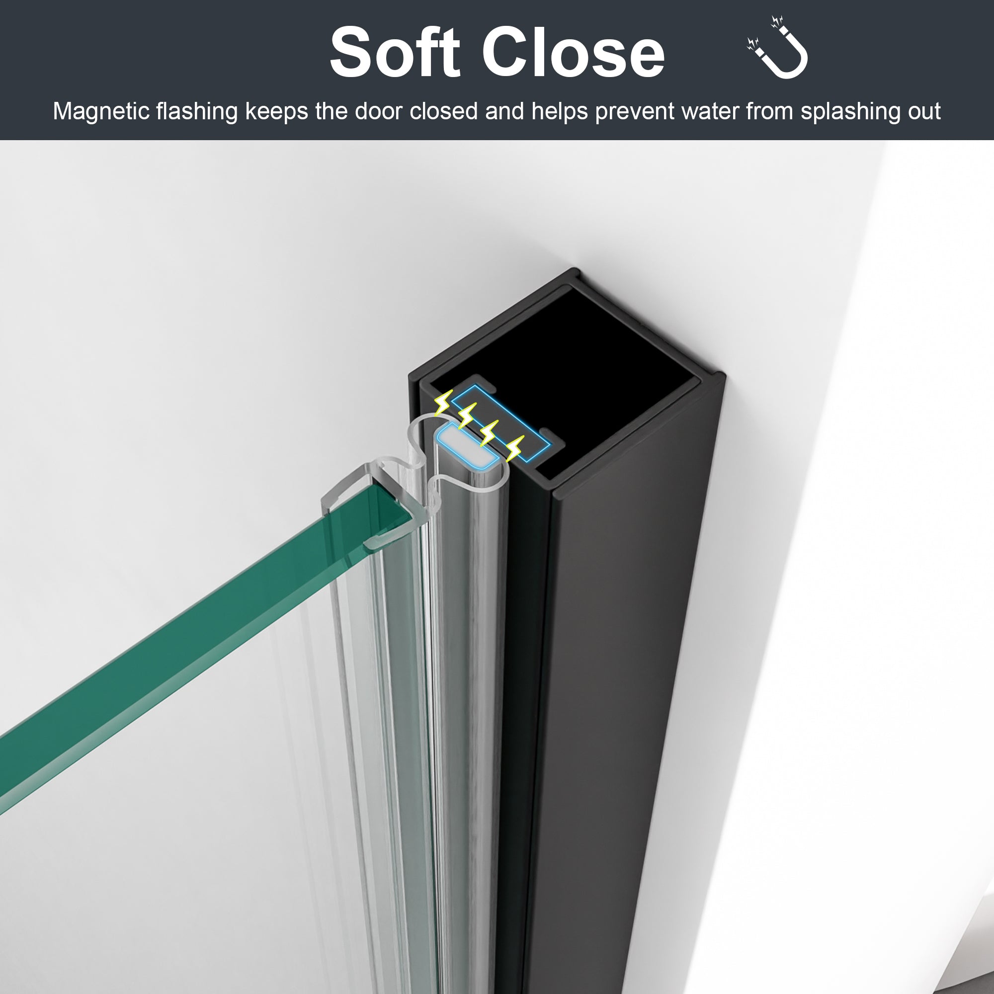32"W x 72"H Frameless Circular Pivot Shower Door With 1/4" (6mm) Thick SGCC Tempered Glass