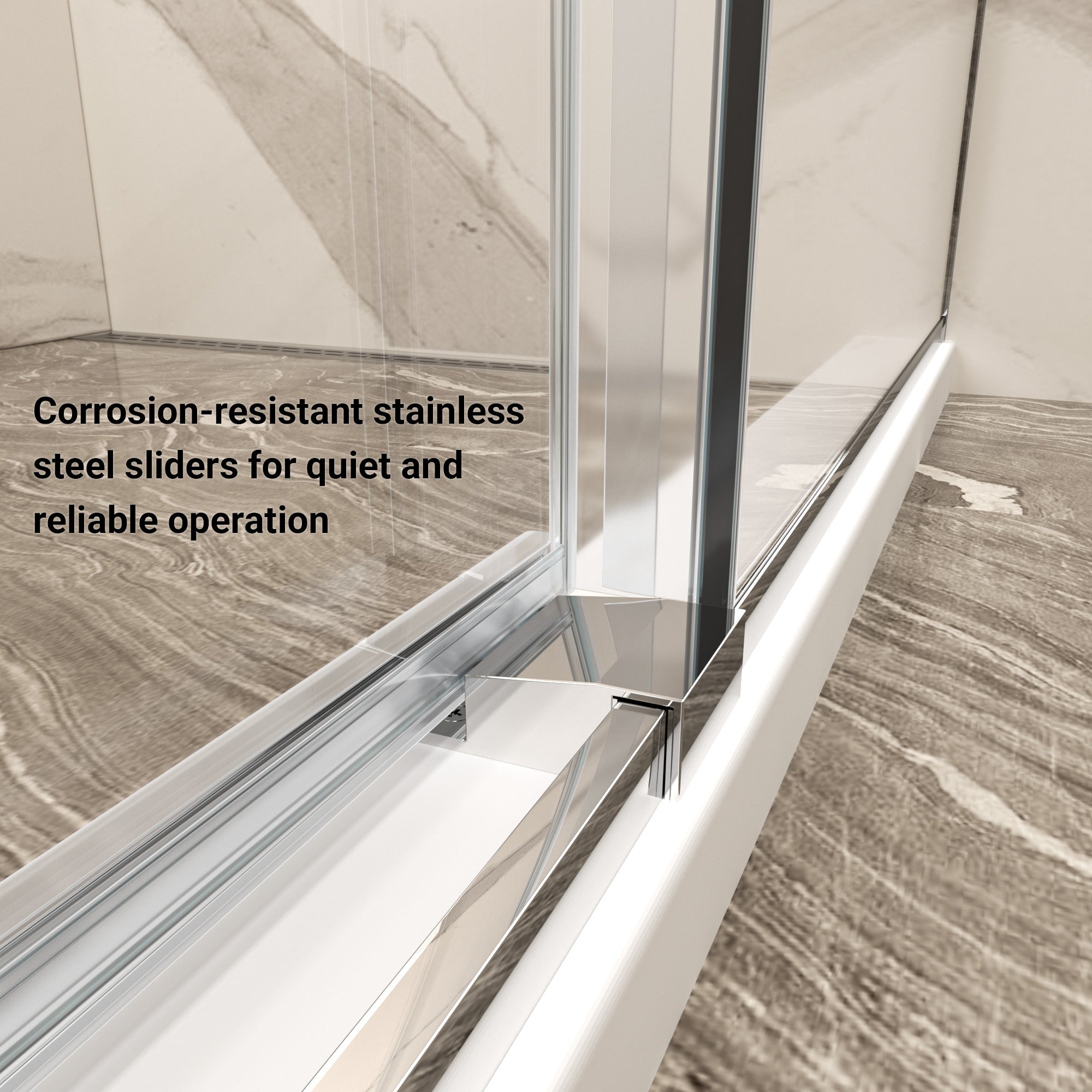 54 In. W X 74 In. H Single Sliding Frameless Shower Door In Chrome With Clear 5/16 In. Glass ARO-TT03-5474