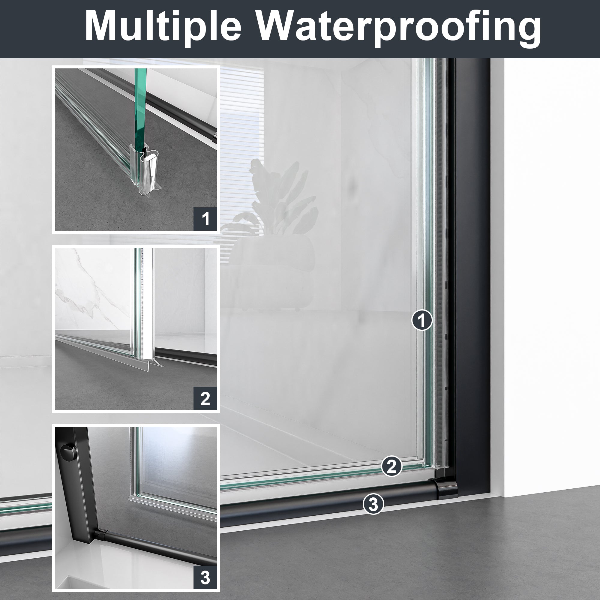 32"W x 72"H Frameless Circular Pivot Shower Door With 1/4" (6mm) Thick SGCC Tempered Glass