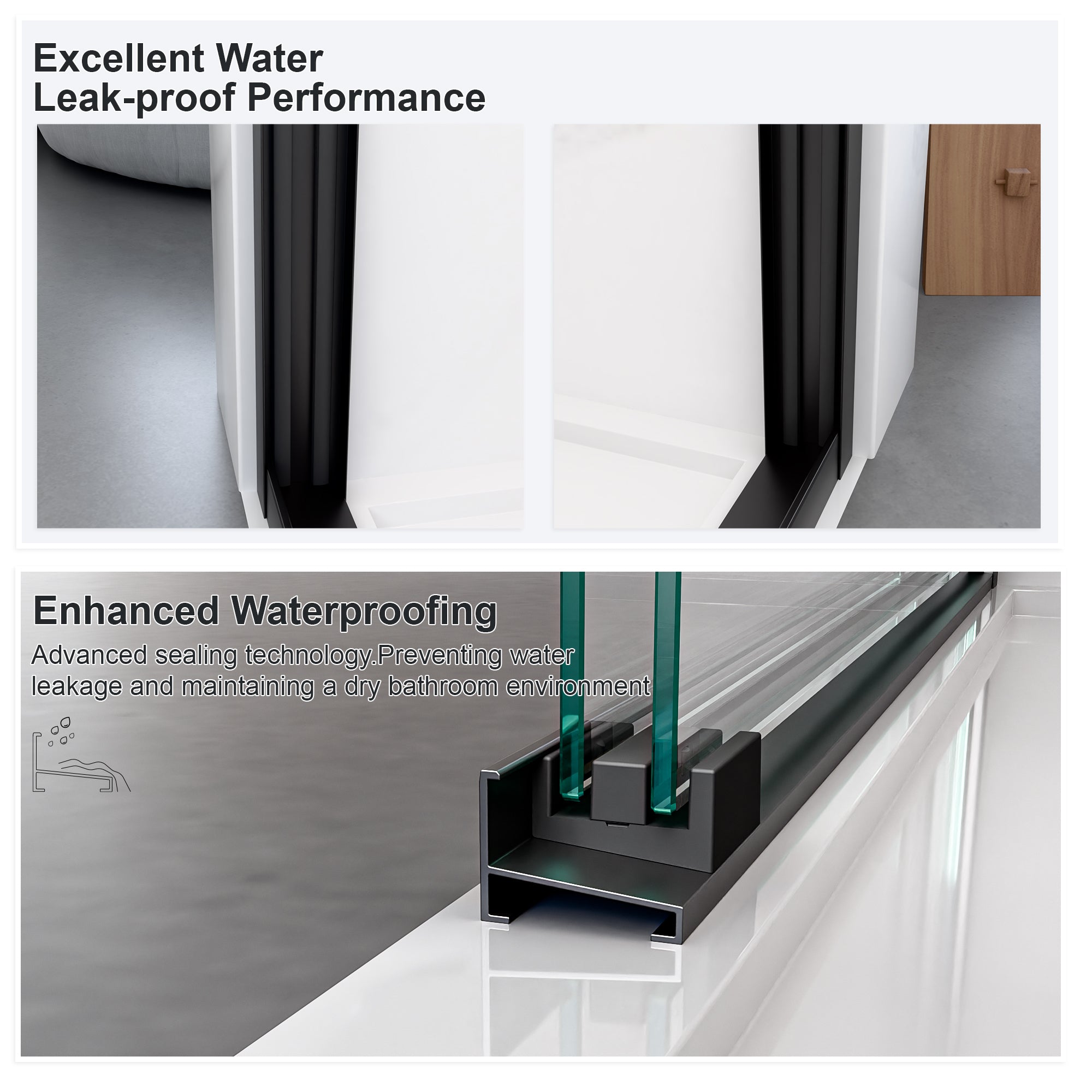 44"-48"W*72" H Semi-Frameless Double Sliding Shower Door, Bypass Shower Door, 1/4" (6mm) Thick SGCC Tempered Glass Door