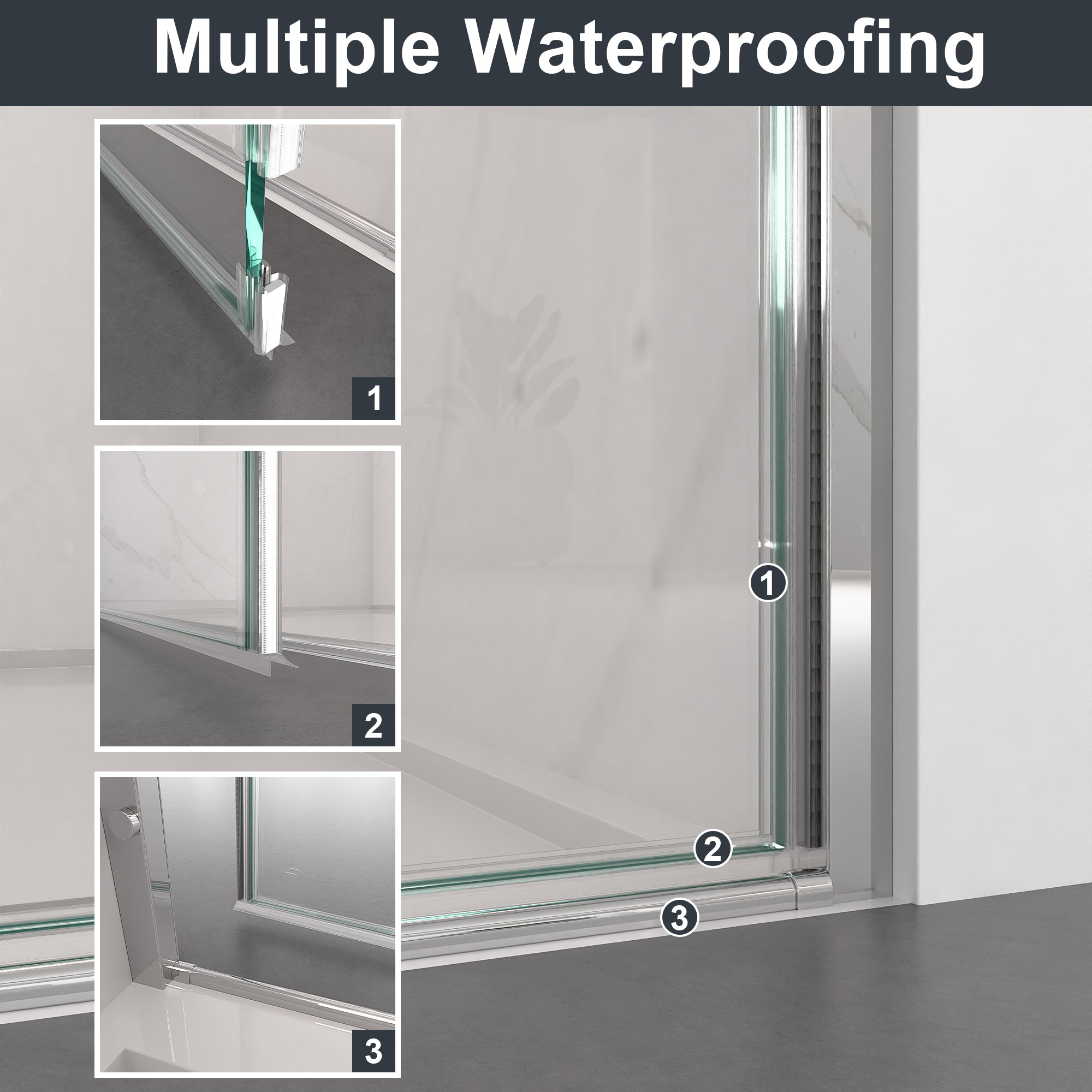 34"W x 72"H Frameless Circular Pivot Shower Door With 1/4" (6mm) Thick SGCC Tempered Glass