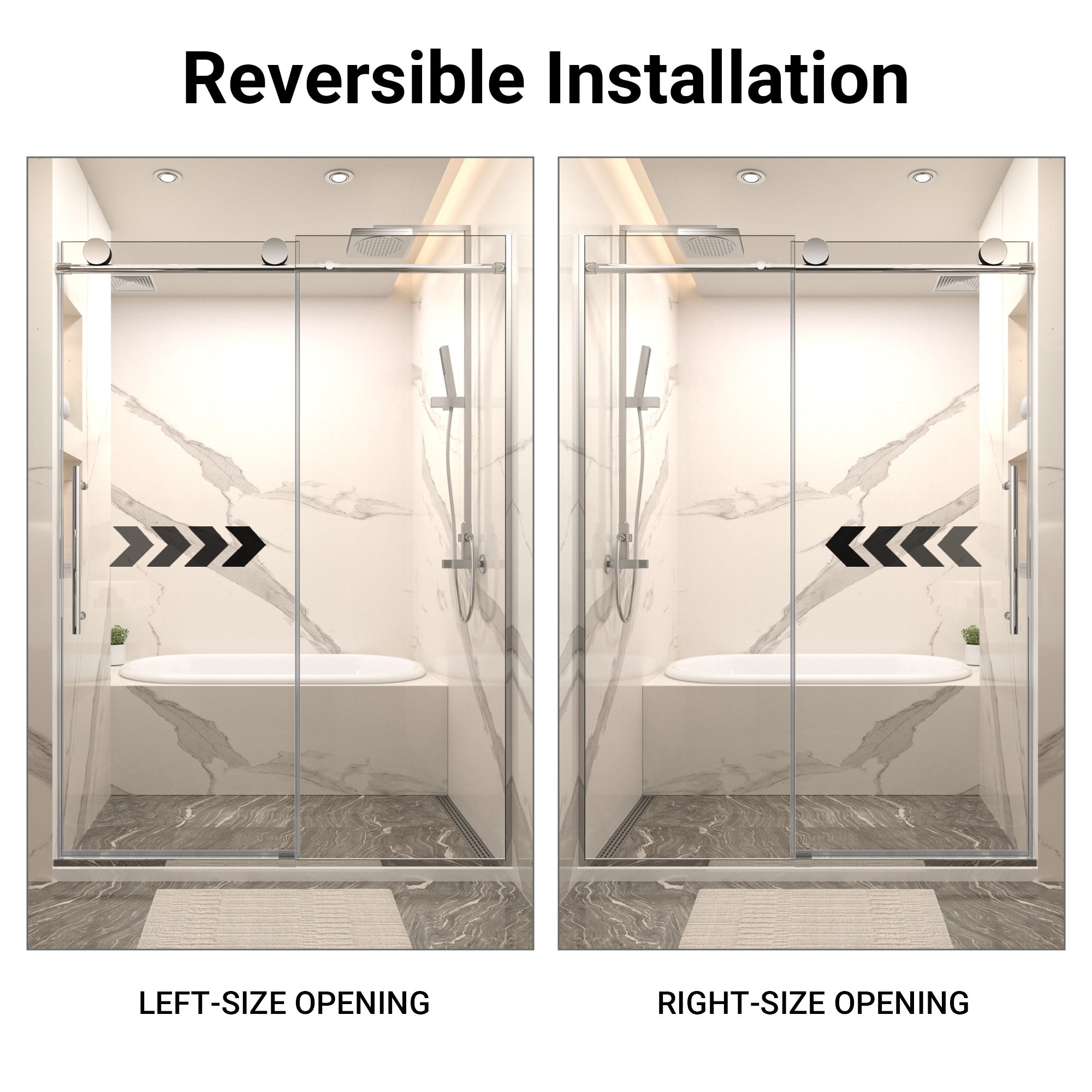 54 In. W X 74 In. H Single Sliding Frameless Shower Door In Chrome With Clear 5/16 In. Glass ARO-TT03-5474