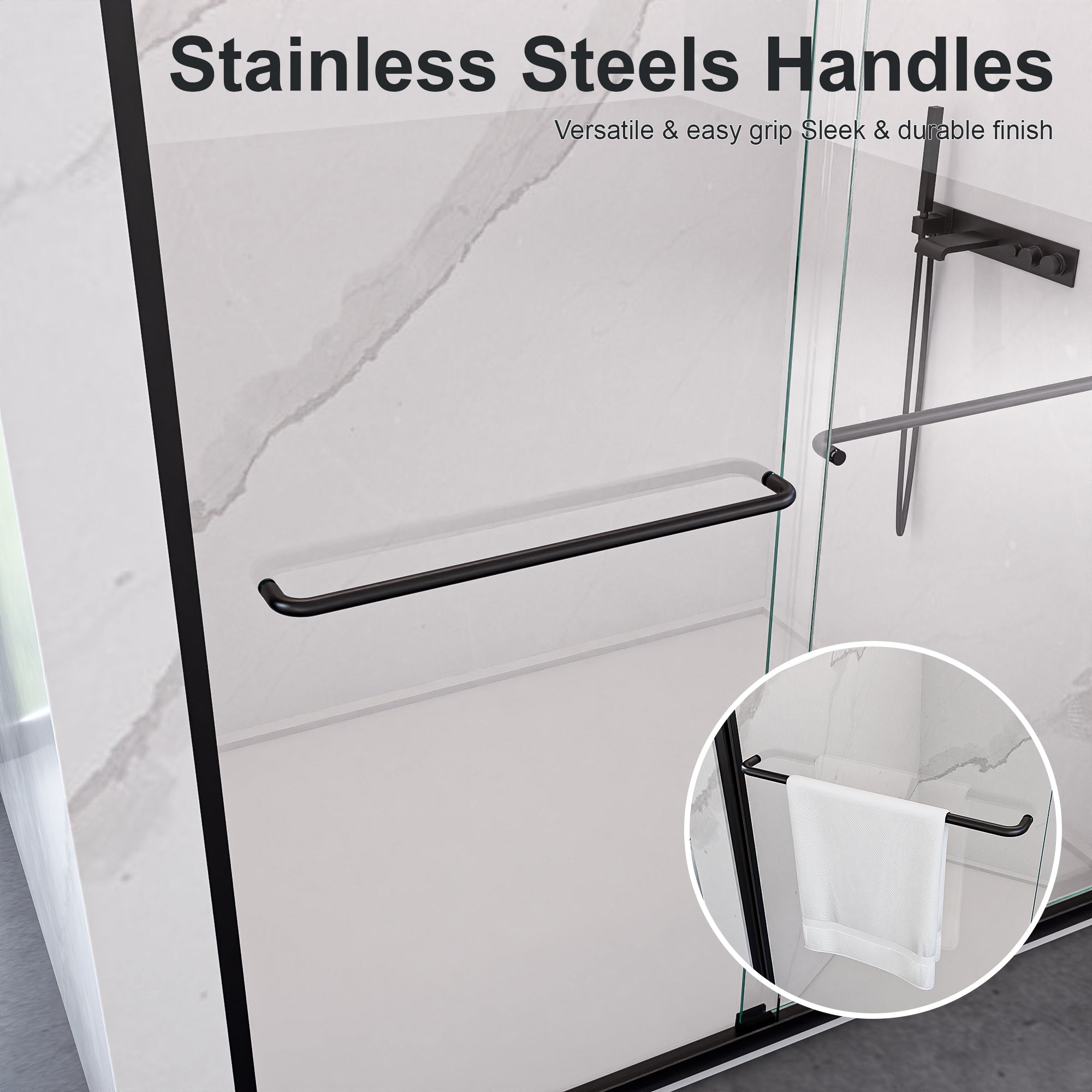 44"-48"W*72" H Semi-Frameless Double Sliding Shower Door, Bypass Shower Door, 1/4" (6mm) Thick SGCC Tempered Glass Door