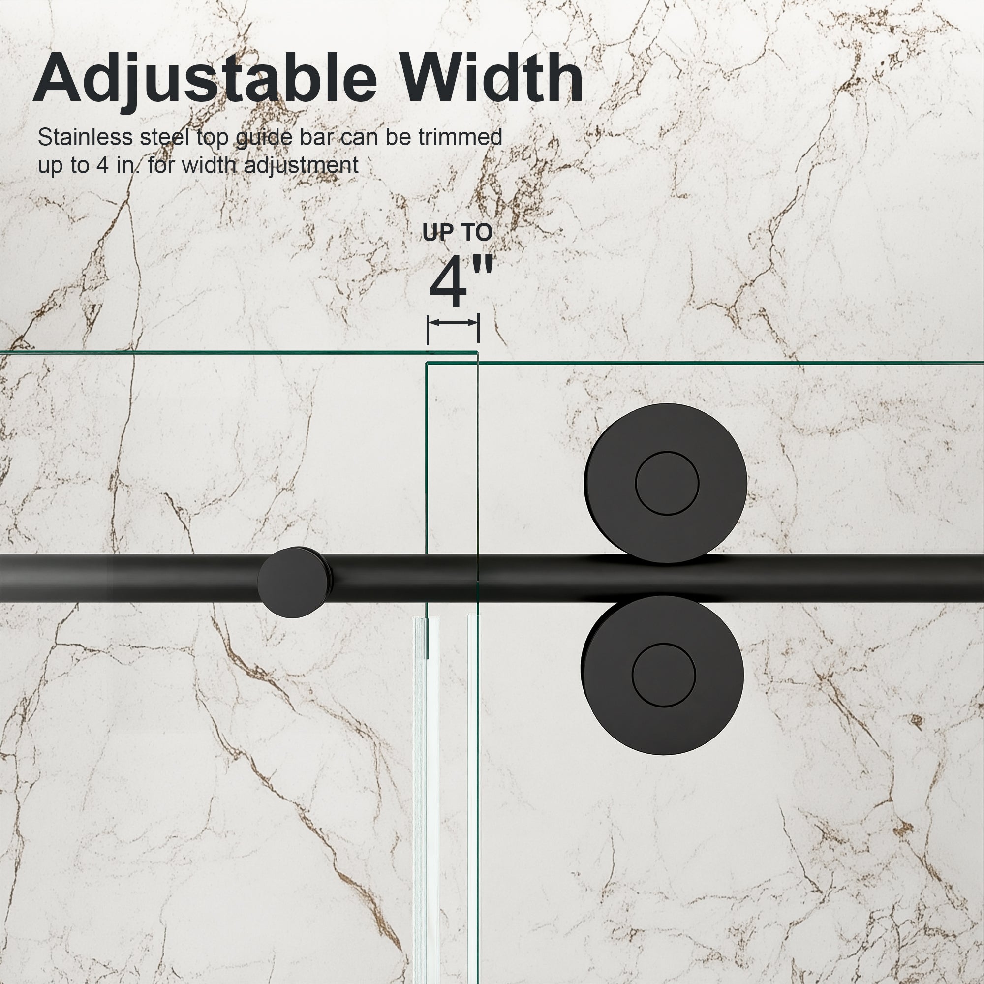 44"-48"W*76" H Frameless Single Sliding Shower Door – 5/16" (8mm) Clear Tempered Glass, Bypass Design