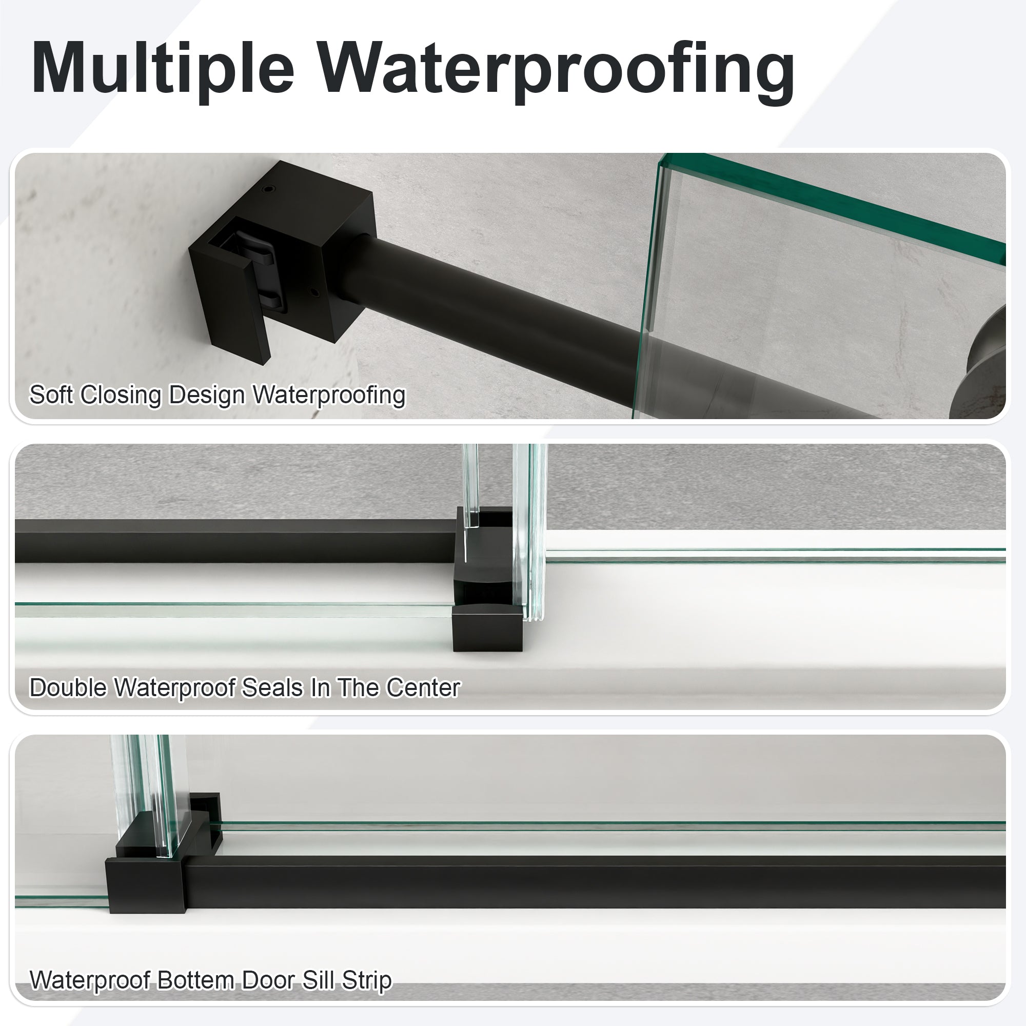 56"-60"W x 72"H Frameless Single Sliding Shower Door – 5/16" (8mm) Clear Tempered Glass, Bypass Design