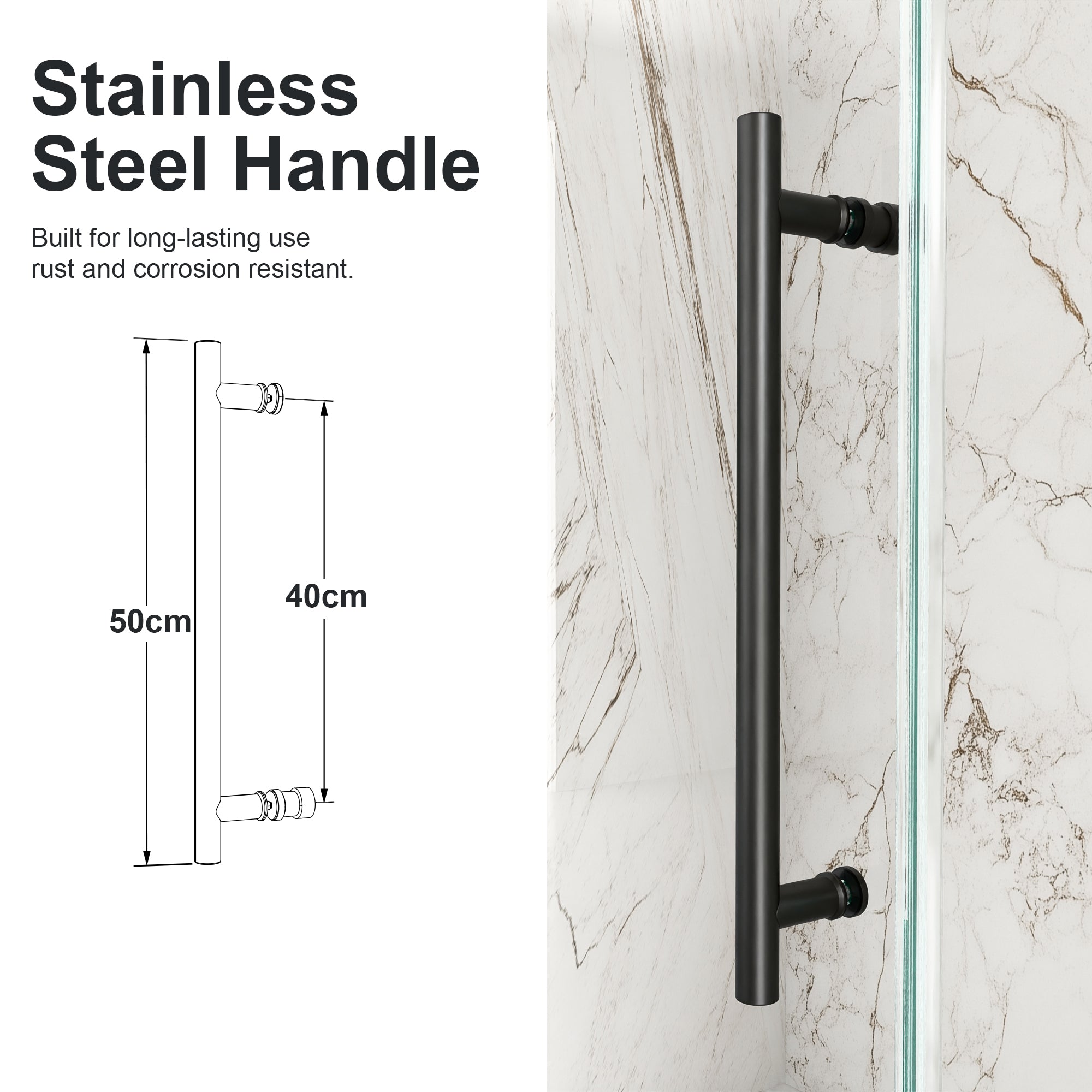 44"-48"W*76" H Frameless Single Sliding Shower Door – 5/16" (8mm) Clear Tempered Glass, Bypass Design