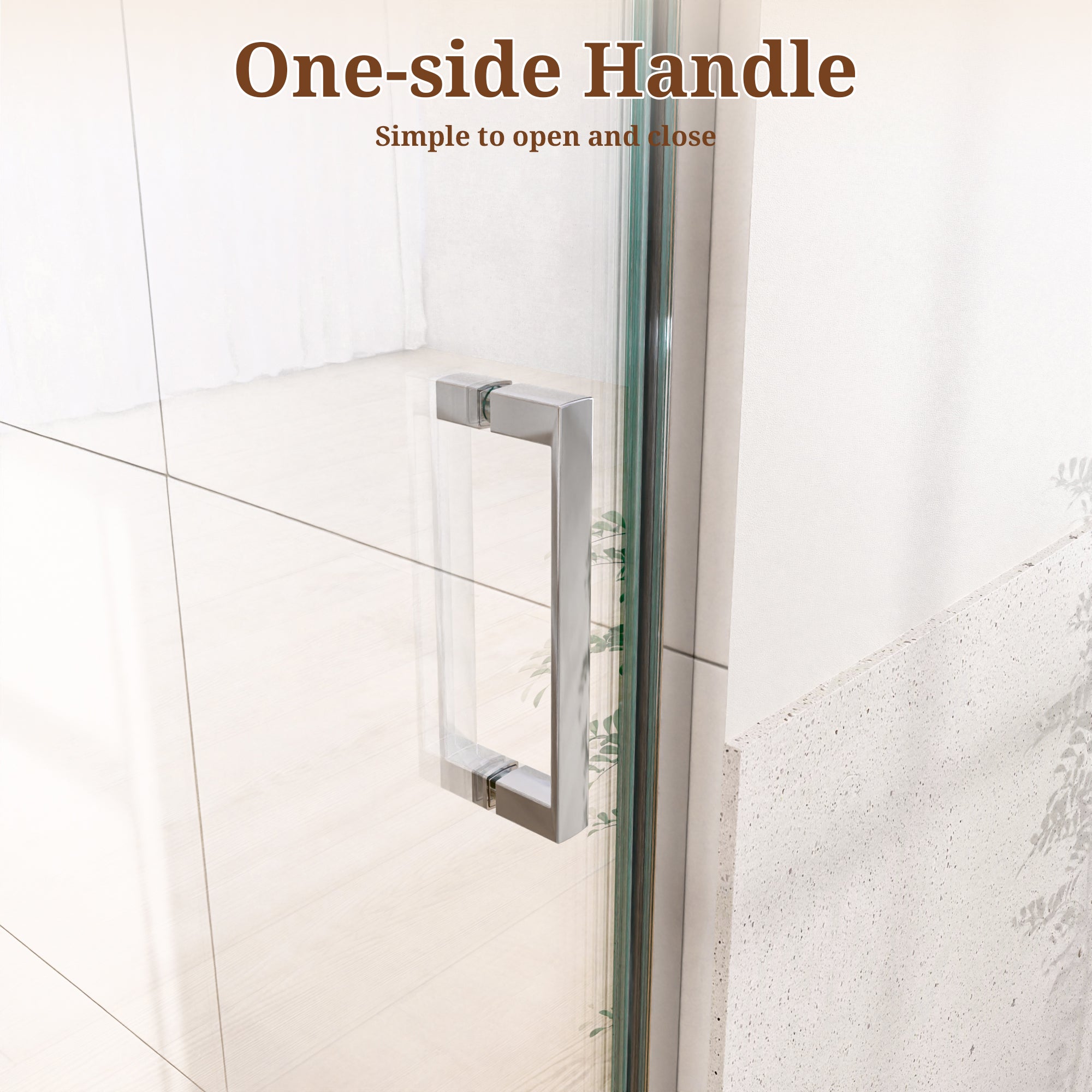 30" W x 72" H Semi-Frameless Circular Pivot Shower Door in Chrome With 1/4" (6mm) Thick SGCC Tempered Glass