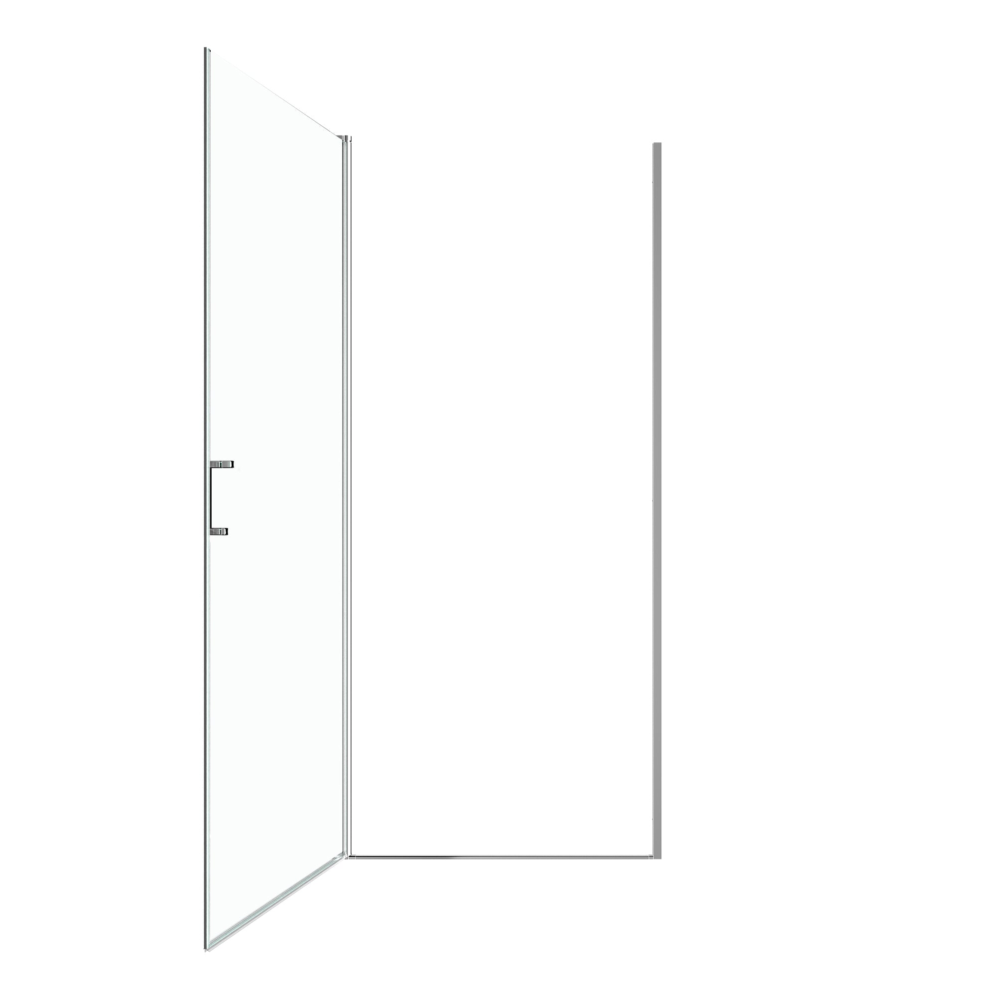 34" W x 72" H Semi-Frameless Circular Pivot Shower Door With 1/4" (6mm) Thick SGCC Tempered Glass