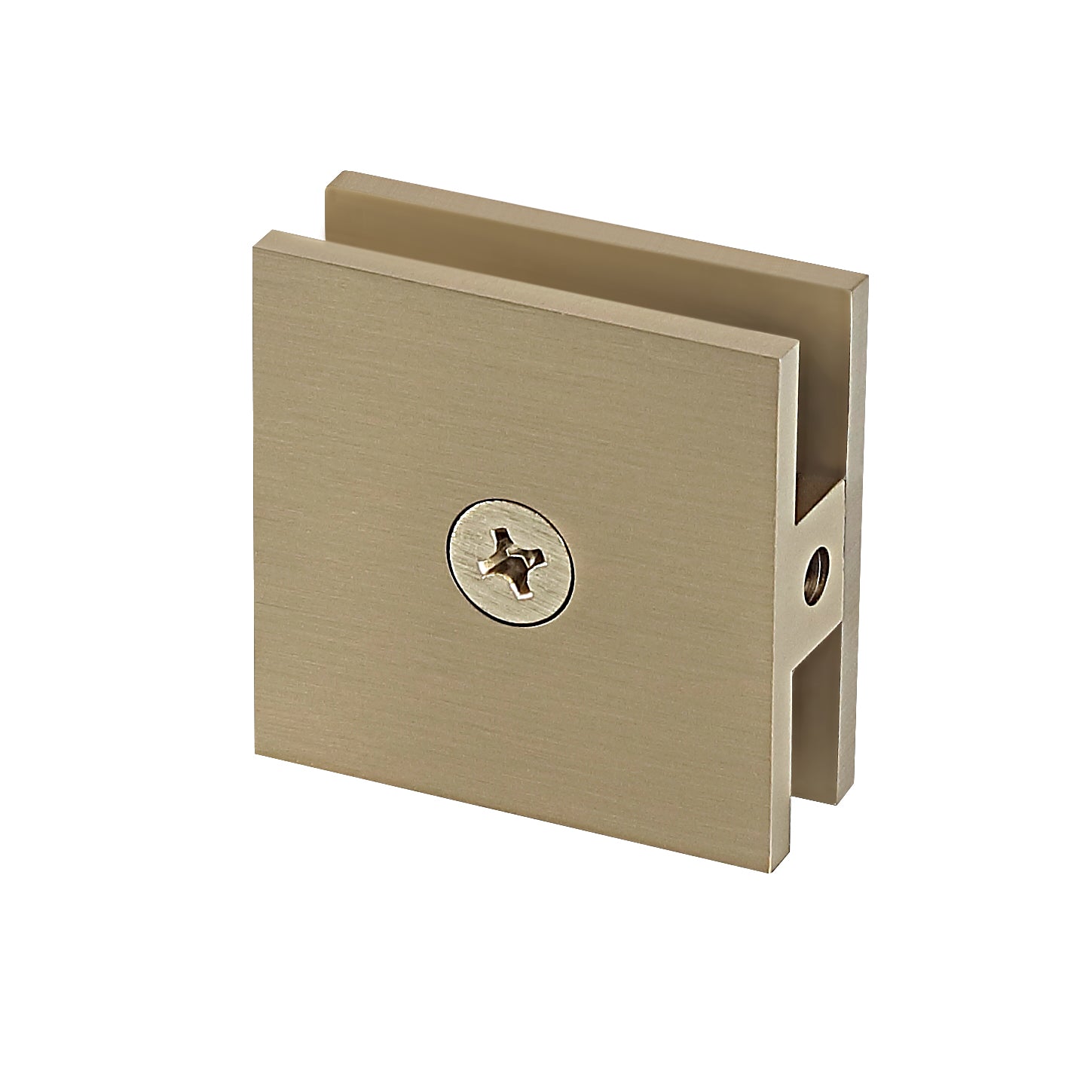 Brushed brass square glass clamp hardware fitting for AVAresource Hardware
