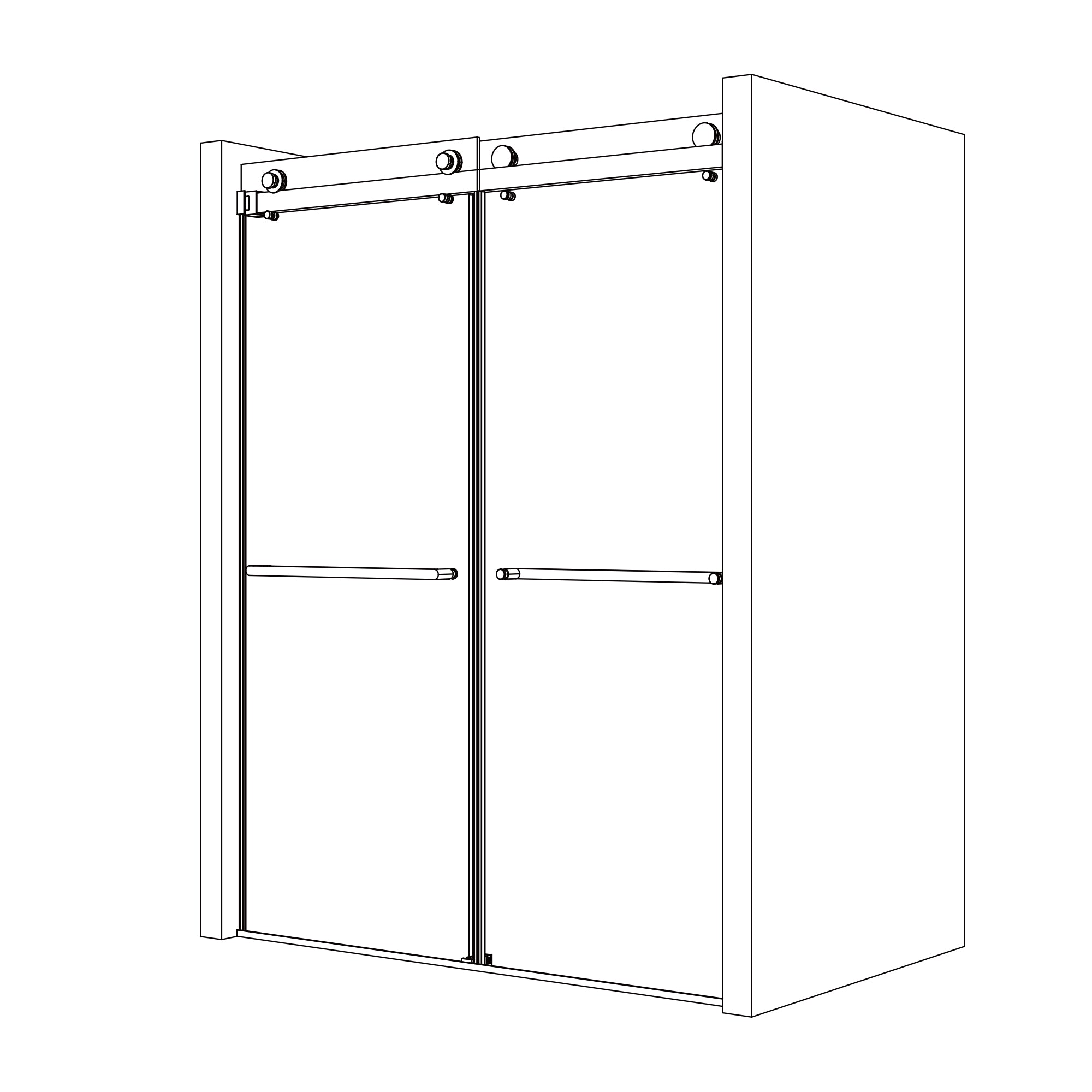 SD01 48"-60" Frameless Double Sliding Shower Door Hardware Kits