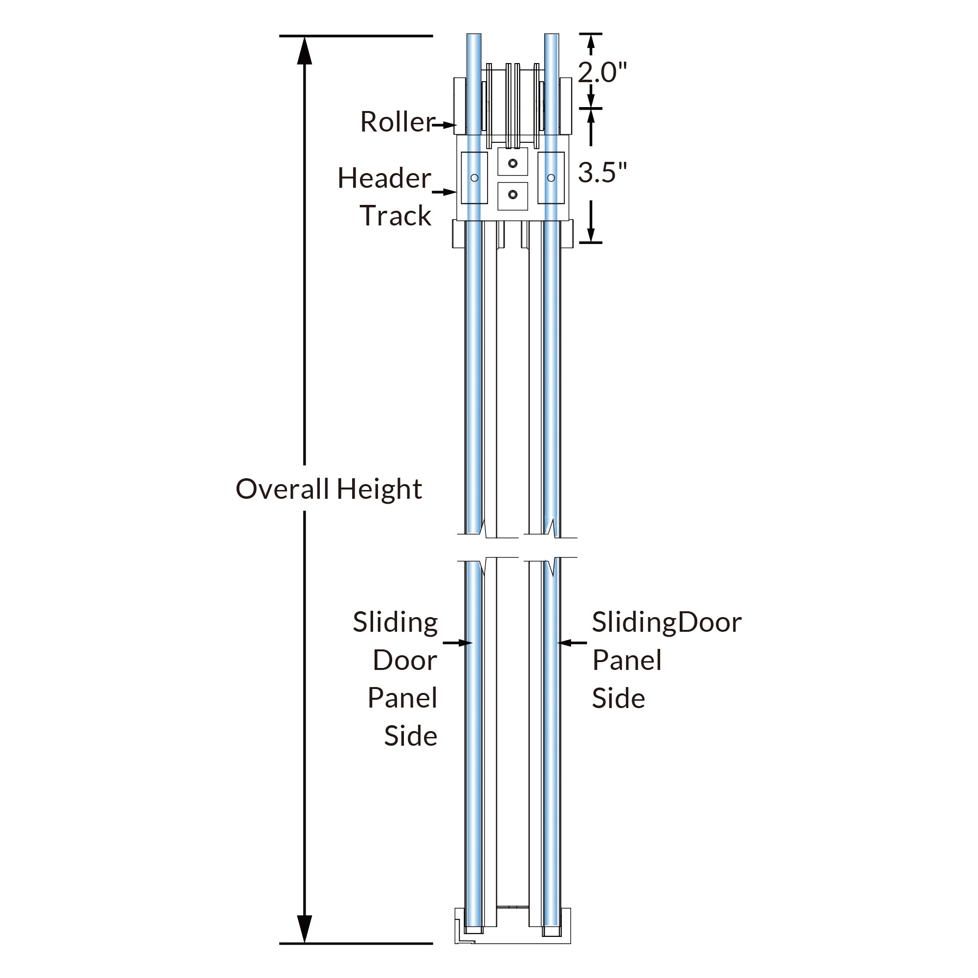 SD01 48"-60" Frameless Double Sliding Shower Door Hardware Kits