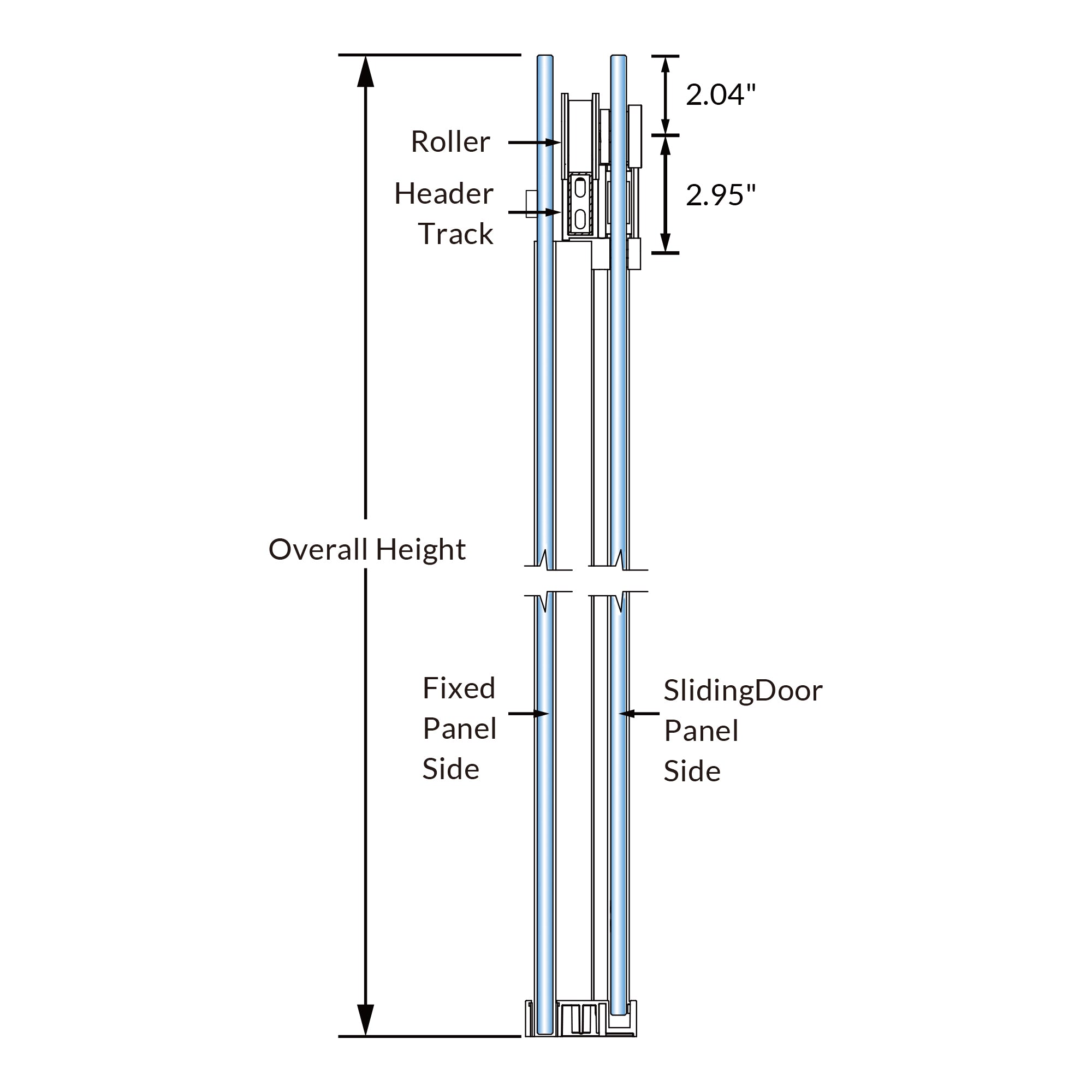 SD03-4 Framless Single Sliding Shower Door Hardware Kits