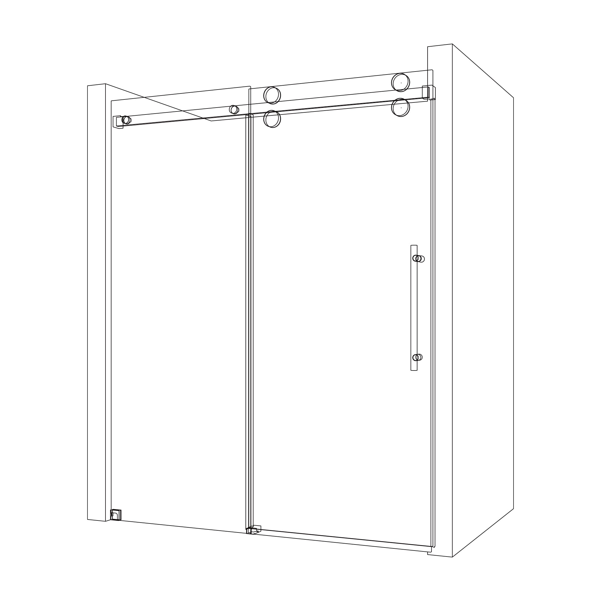 SD05-4 Framless Single Sliding Shower Door With Four Rollers Hardware Kits