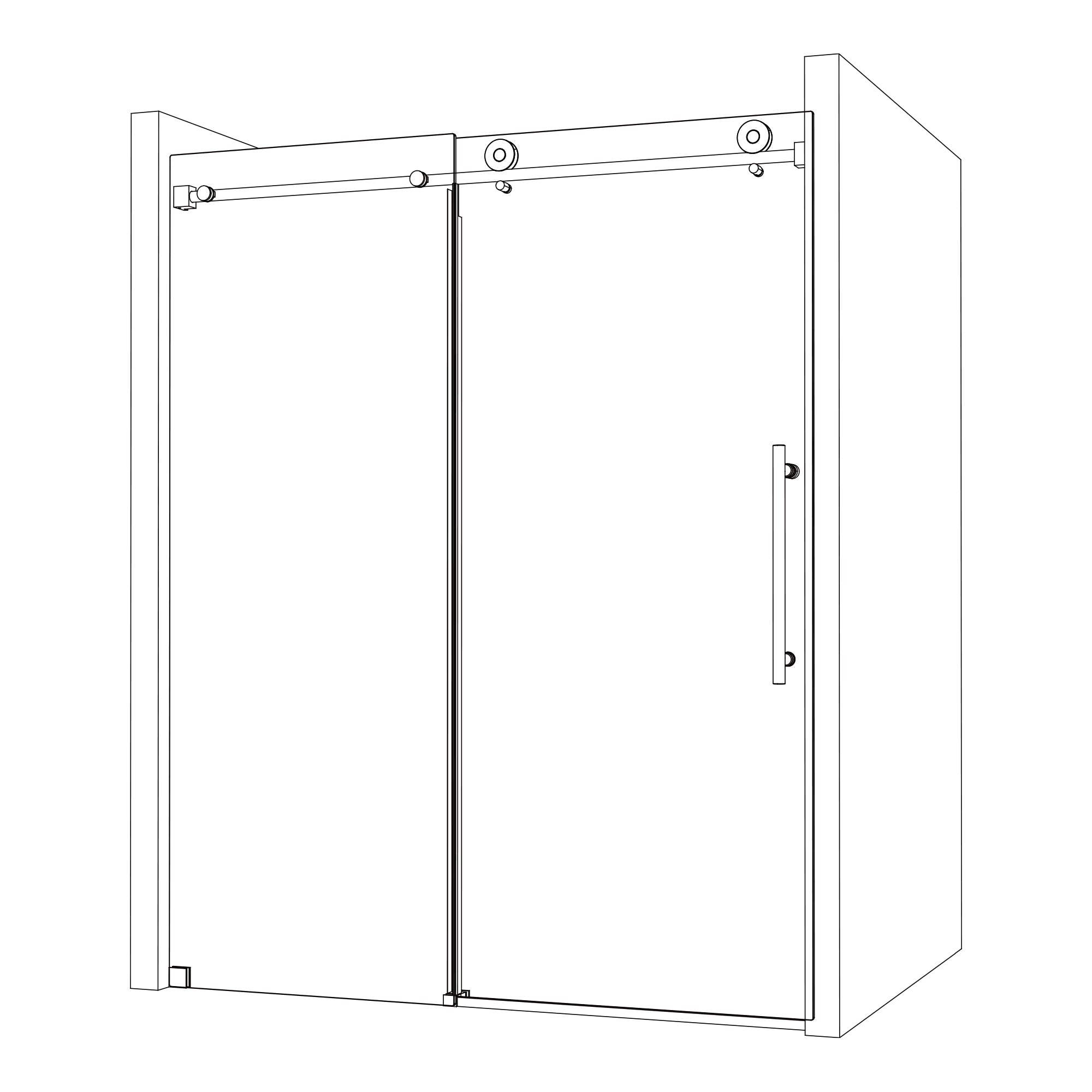 SD04-2 Framless Single Sliding Roller Shower Door With Tubular Rails Hardware