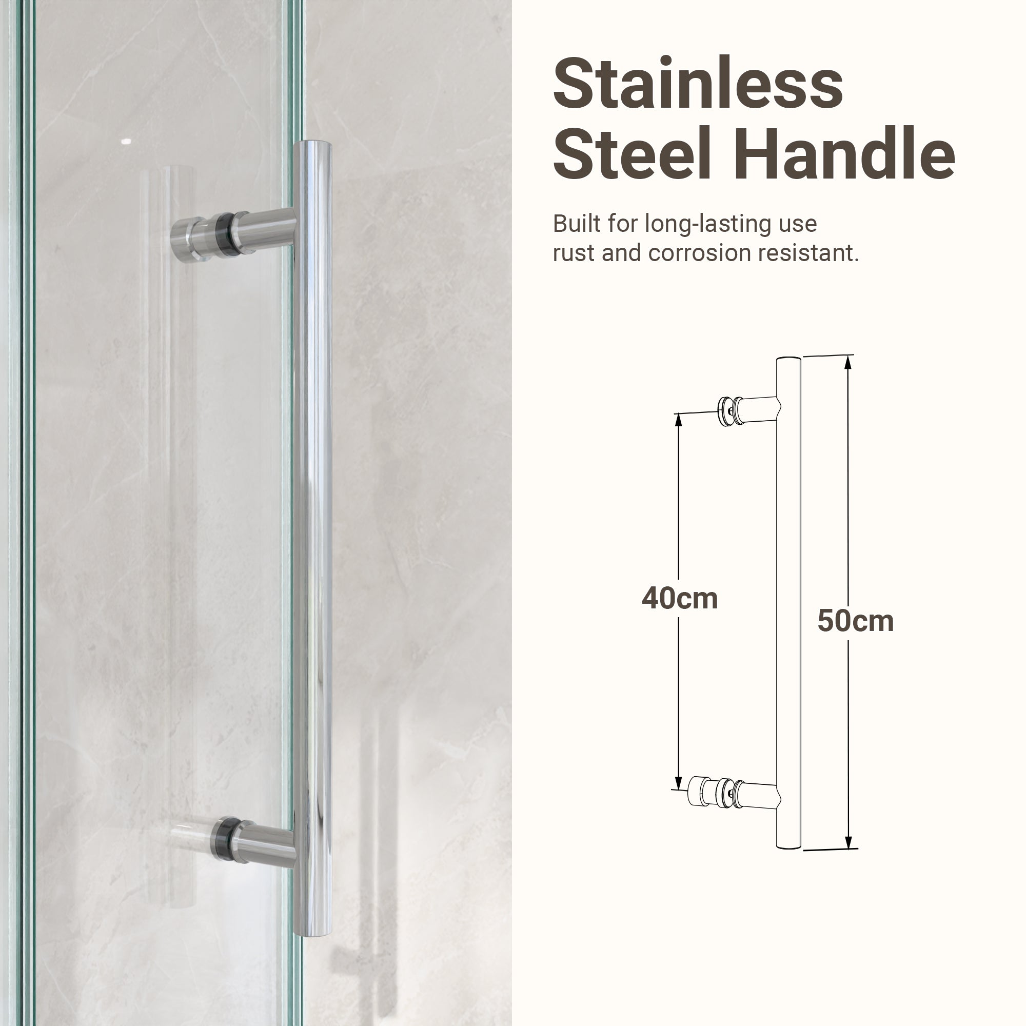 44"-48"W*76" H Frameless Single Sliding Shower Door – 5/16" (8mm) Clear Tempered Glass, Bypass Design