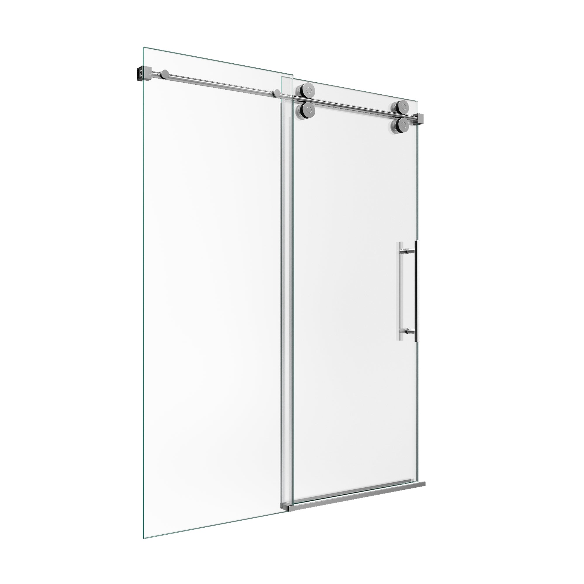 44"-48"W*76" H Frameless Single Sliding Shower Door – 5/16" (8mm) Clear Tempered Glass, Bypass Design