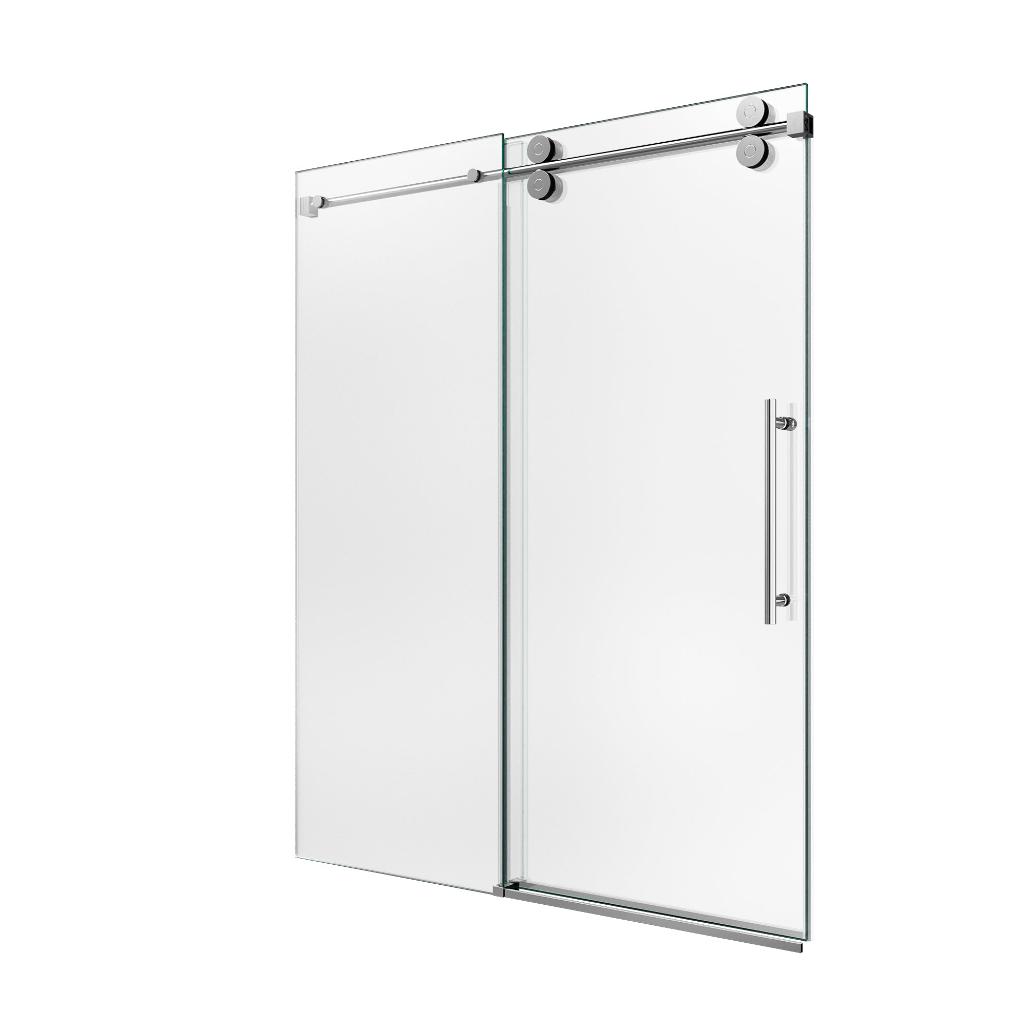44"-48"W*76" H Frameless Single Sliding Shower Door – 5/16" (8mm) Clear Tempered Glass, Bypass Design