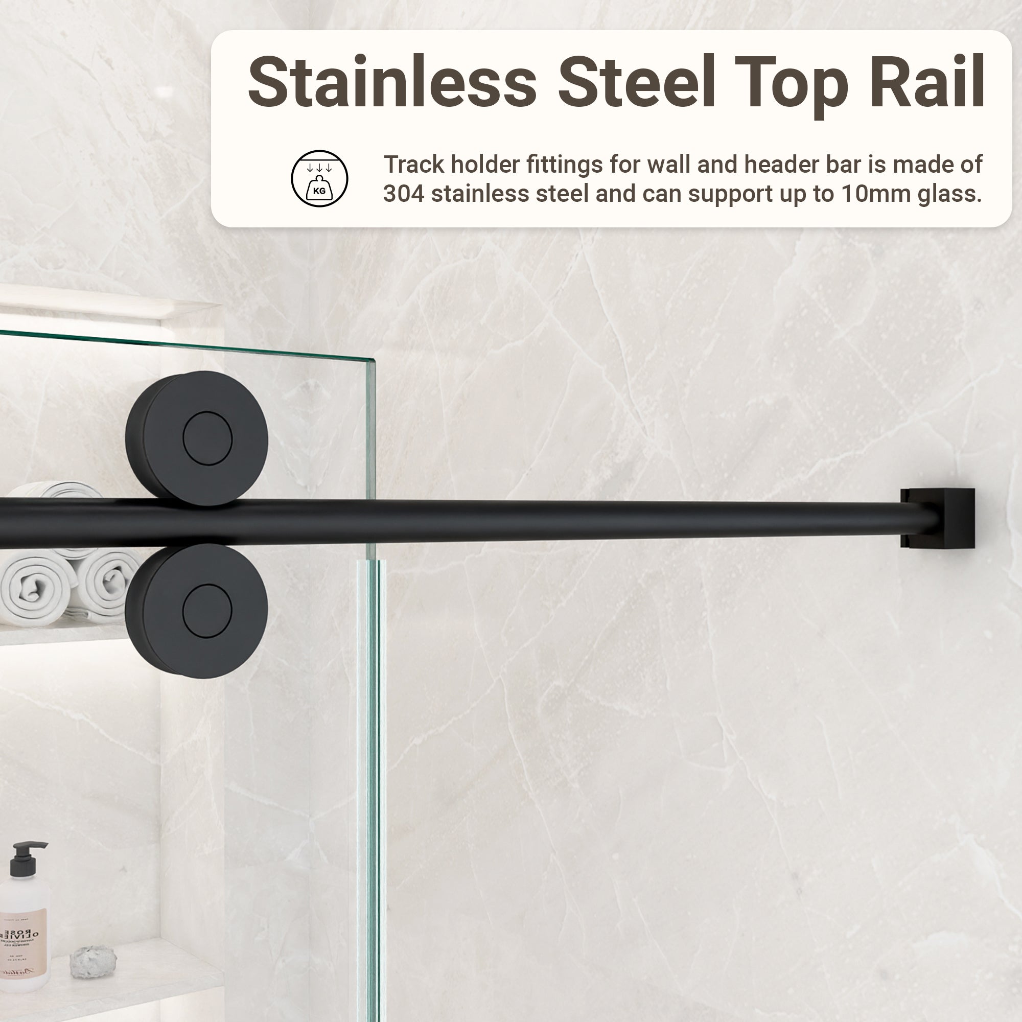 44"-48"W*76" H Frameless Single Sliding Shower Door – 5/16" (8mm) Clear Tempered Glass, Bypass Design