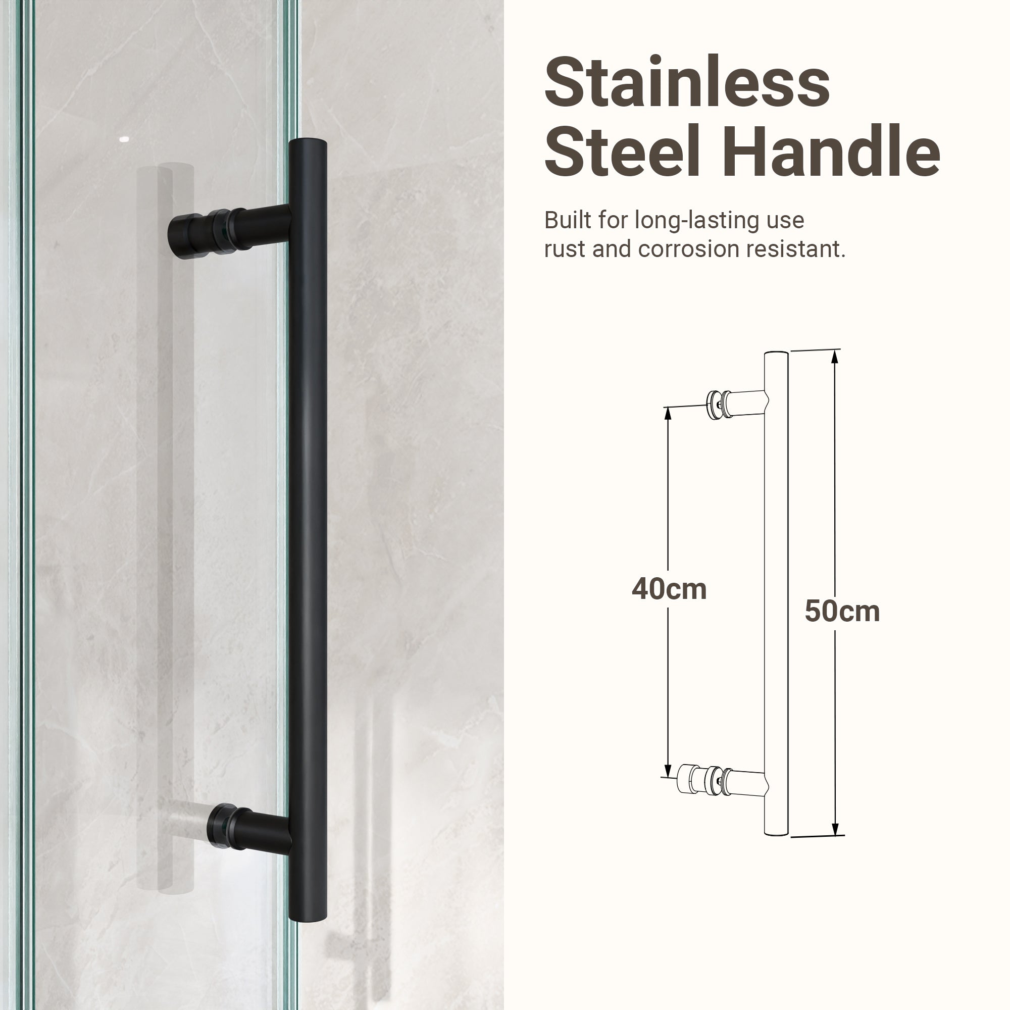 44"-48"W*76" H Frameless Single Sliding Shower Door – 5/16" (8mm) Clear Tempered Glass, Bypass Design