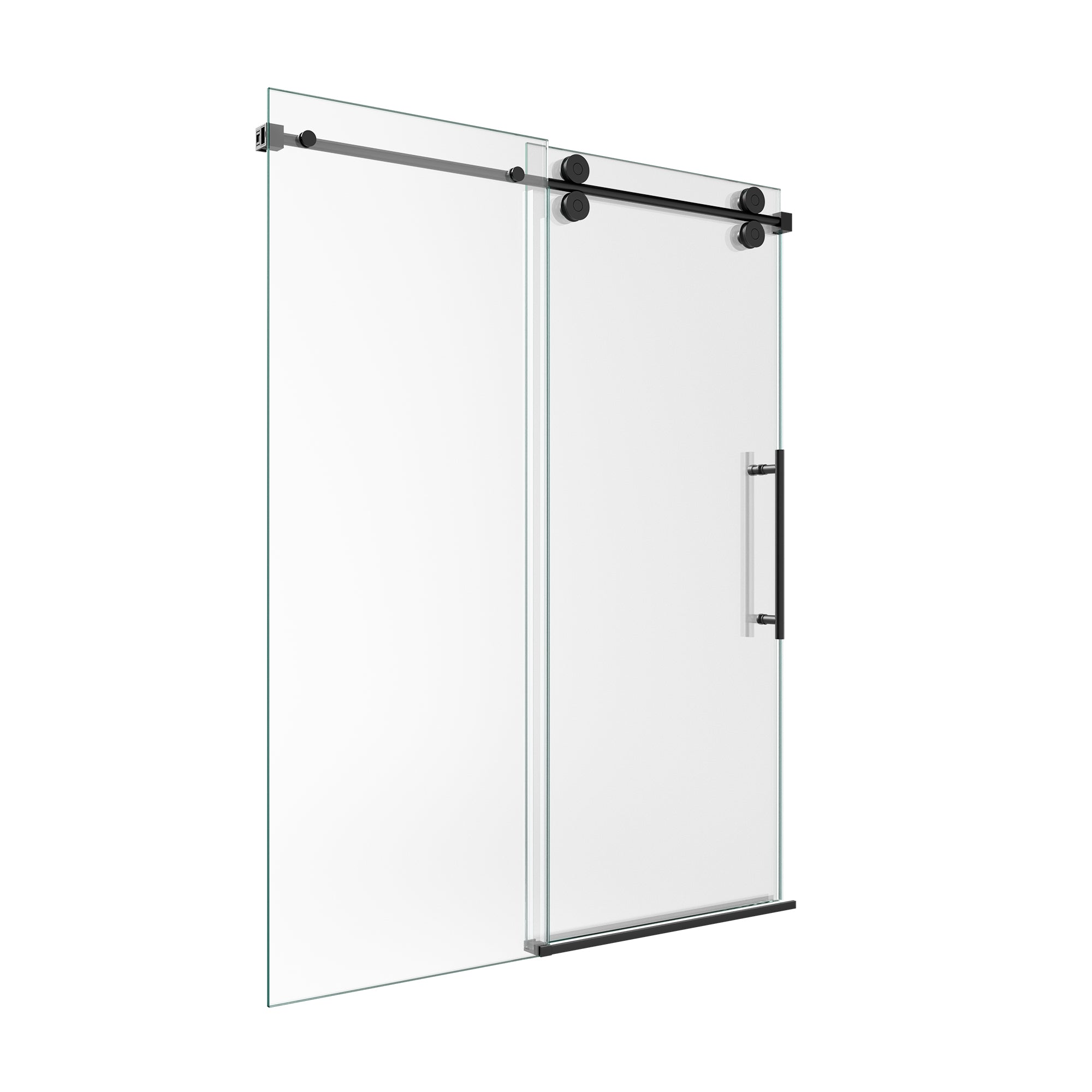 56"-60"W x 72"H Frameless Single Sliding Shower Door – 5/16" (8mm) Clear Tempered Glass, Bypass Design