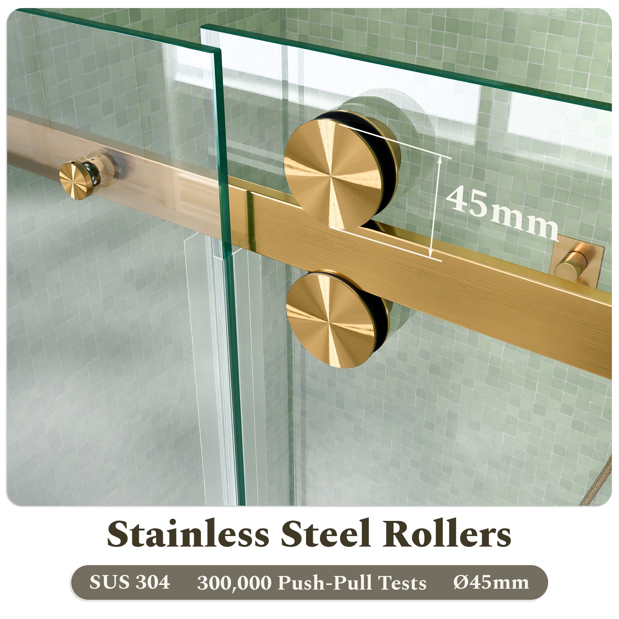 56-60"W x 60"H Frameless Double Sliding Tub Shower Door Enclosure, 5/16 inches (8mm) Thick SGCC Tempered Glass