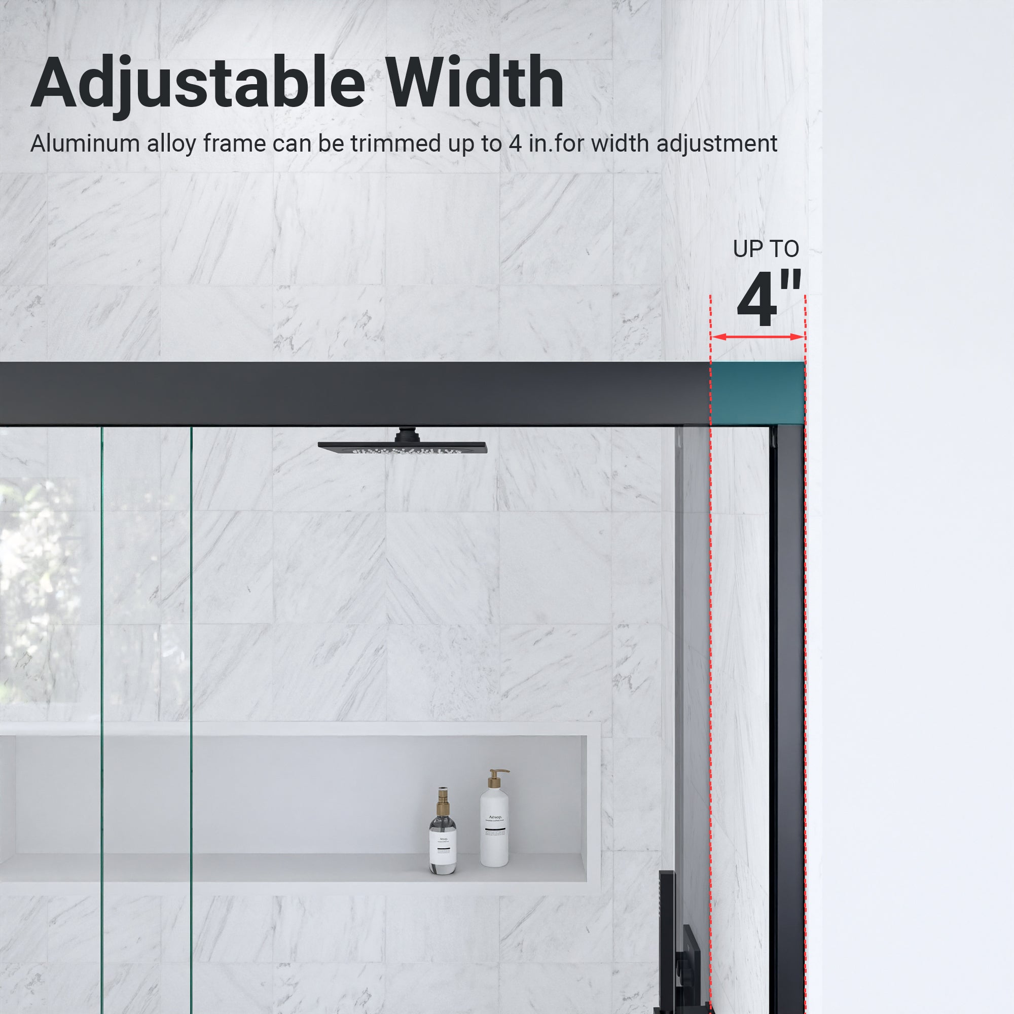 44"-48"W*72" H Semi-Frameless Double Sliding Shower Door, Bypass Shower Door, 1/4" (6mm) Thick SGCC Tempered Glass Door