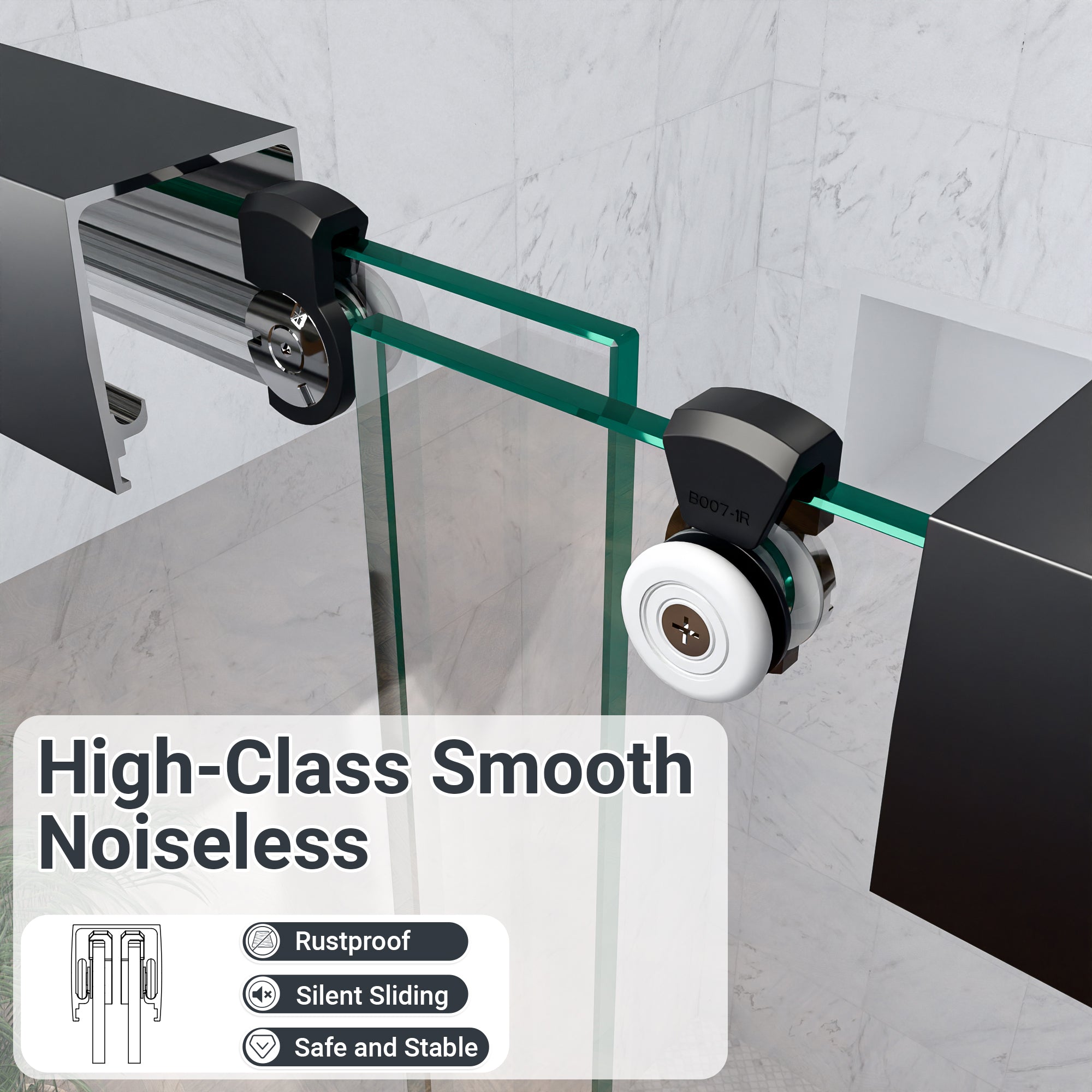 44"-48"W*72" H Semi-Frameless Double Sliding Shower Door, Bypass Shower Door, 1/4" (6mm) Thick SGCC Tempered Glass Door